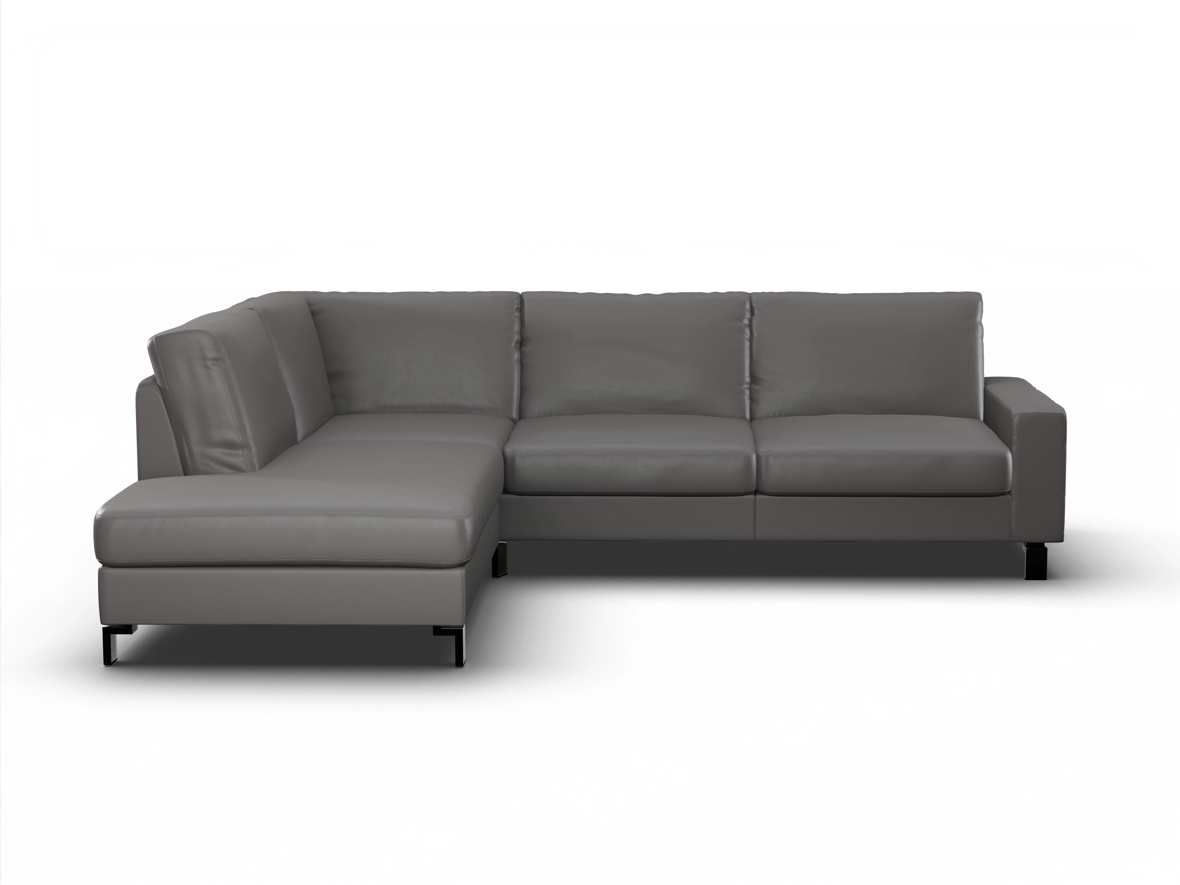 Casco Ecksofa UM Large L Ansicht des Produktes Casco 2.0 Ecksofa links Abschluss offen in Leder Grau
