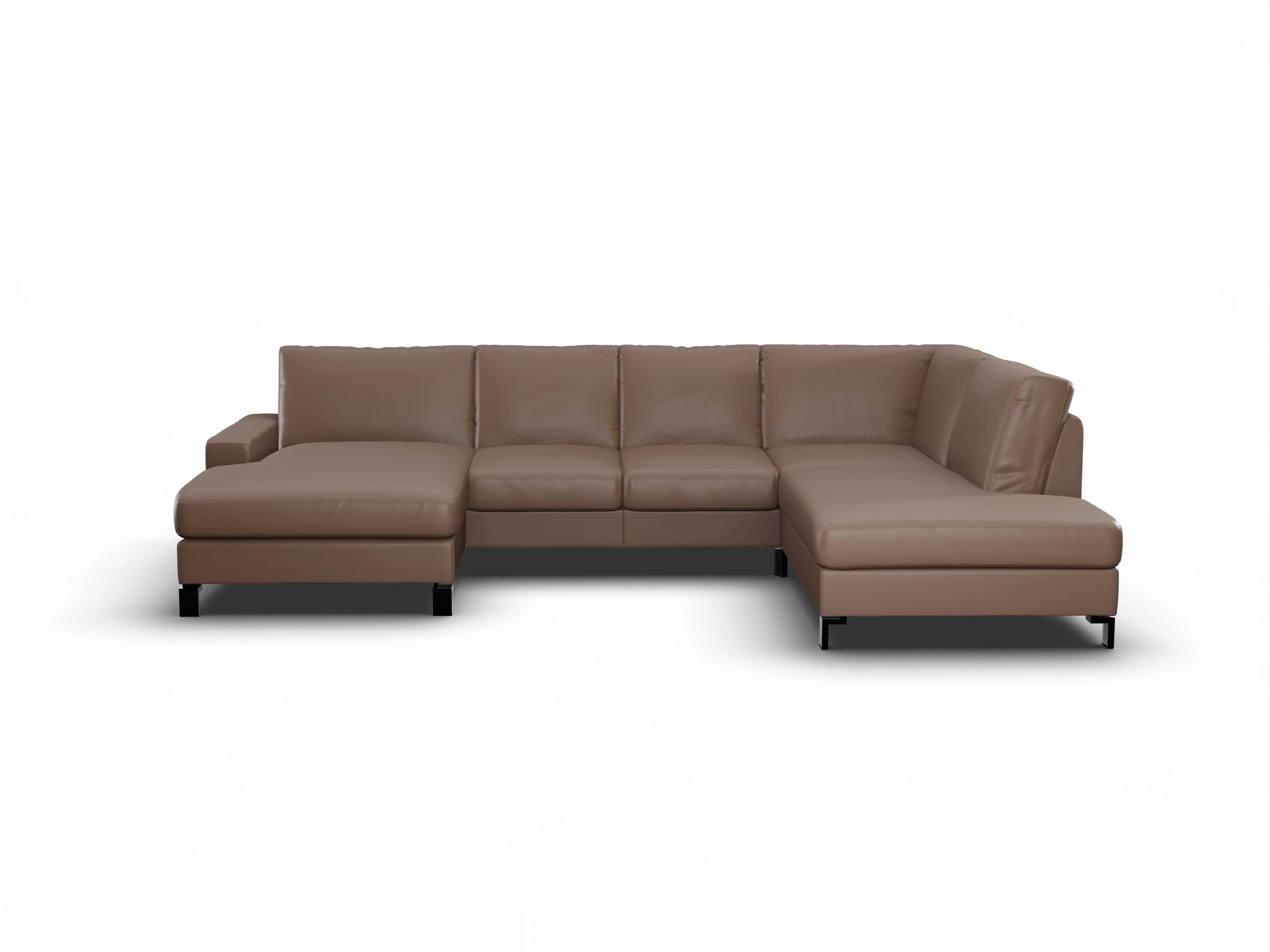 Ansicht des Produktes Casco 2.0 Wohnlandschaft offen beidseitig in Leder Braun