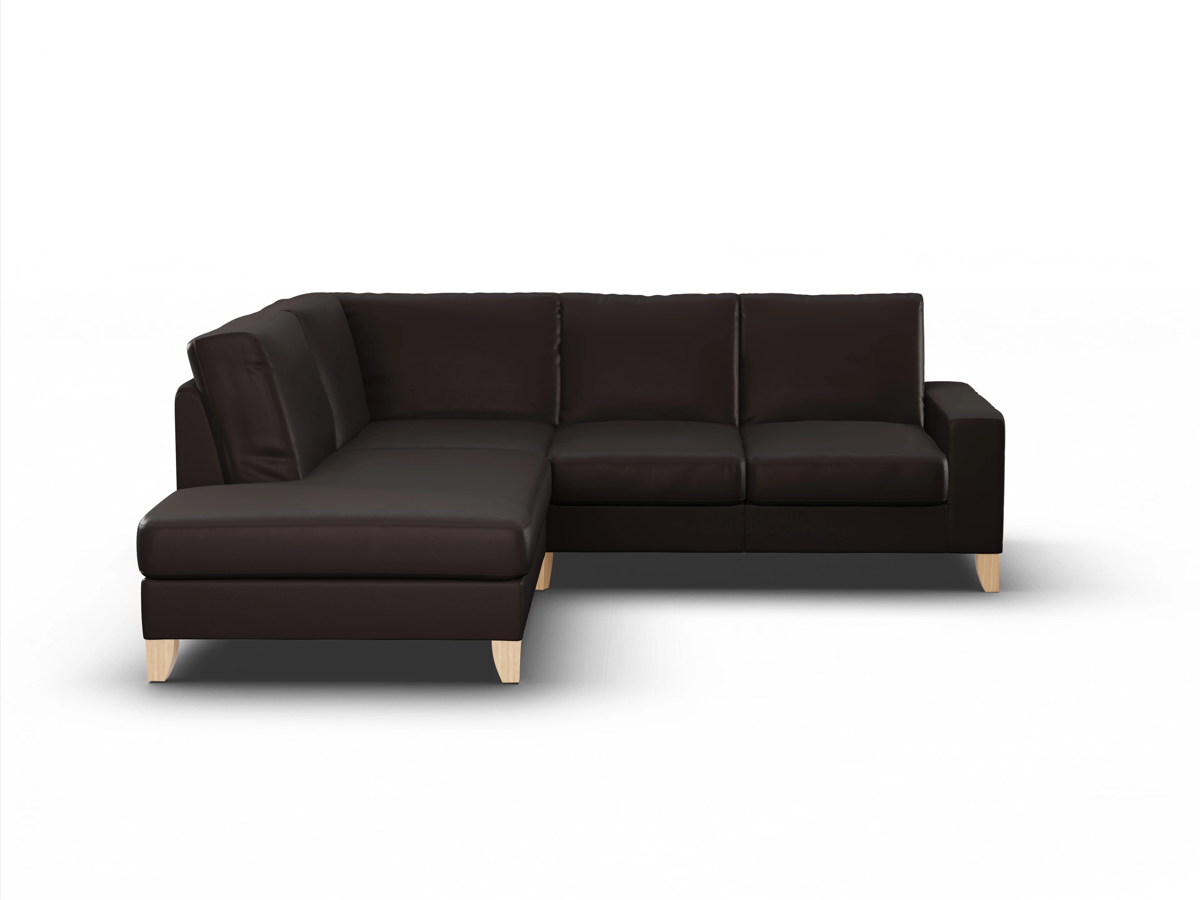 Ansicht des Produktes Casco 2.0 Ecksofa links Abschluss offen in Leder Braun