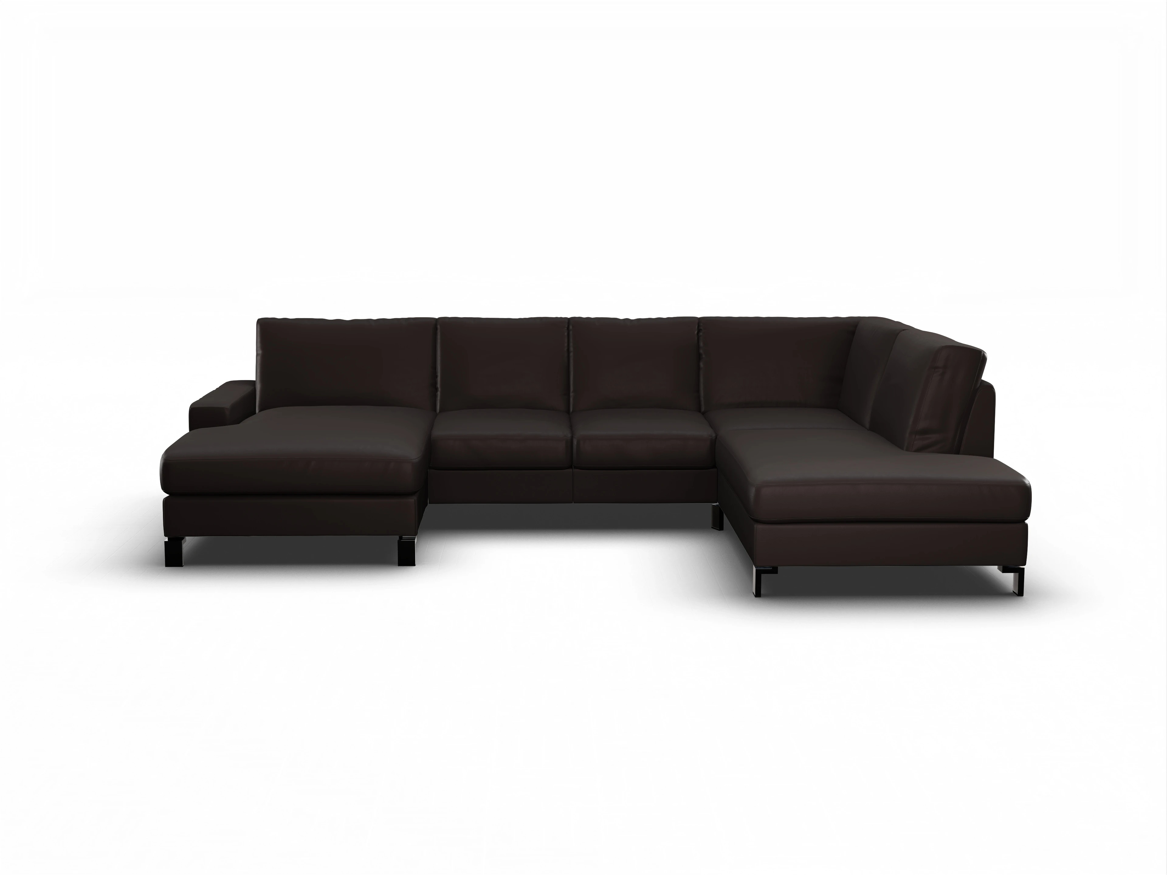 Ansicht des Produktes Casco 2.0 Wohnlandschaft offen beidseitig in Leder Braun