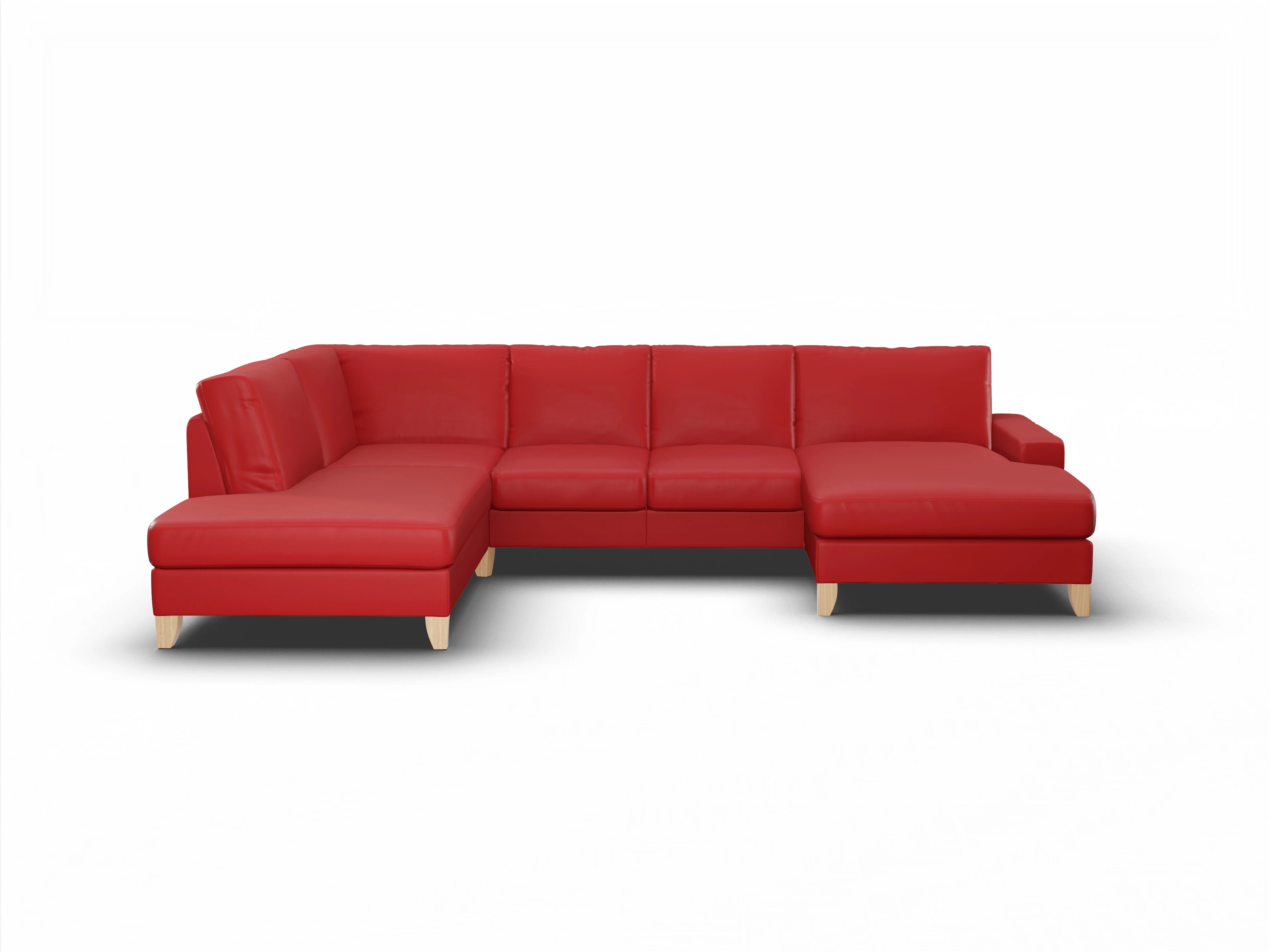 Ansicht des Produktes Casco 2.0 Wohnlandschaft offen beidseitig in Leder Rot