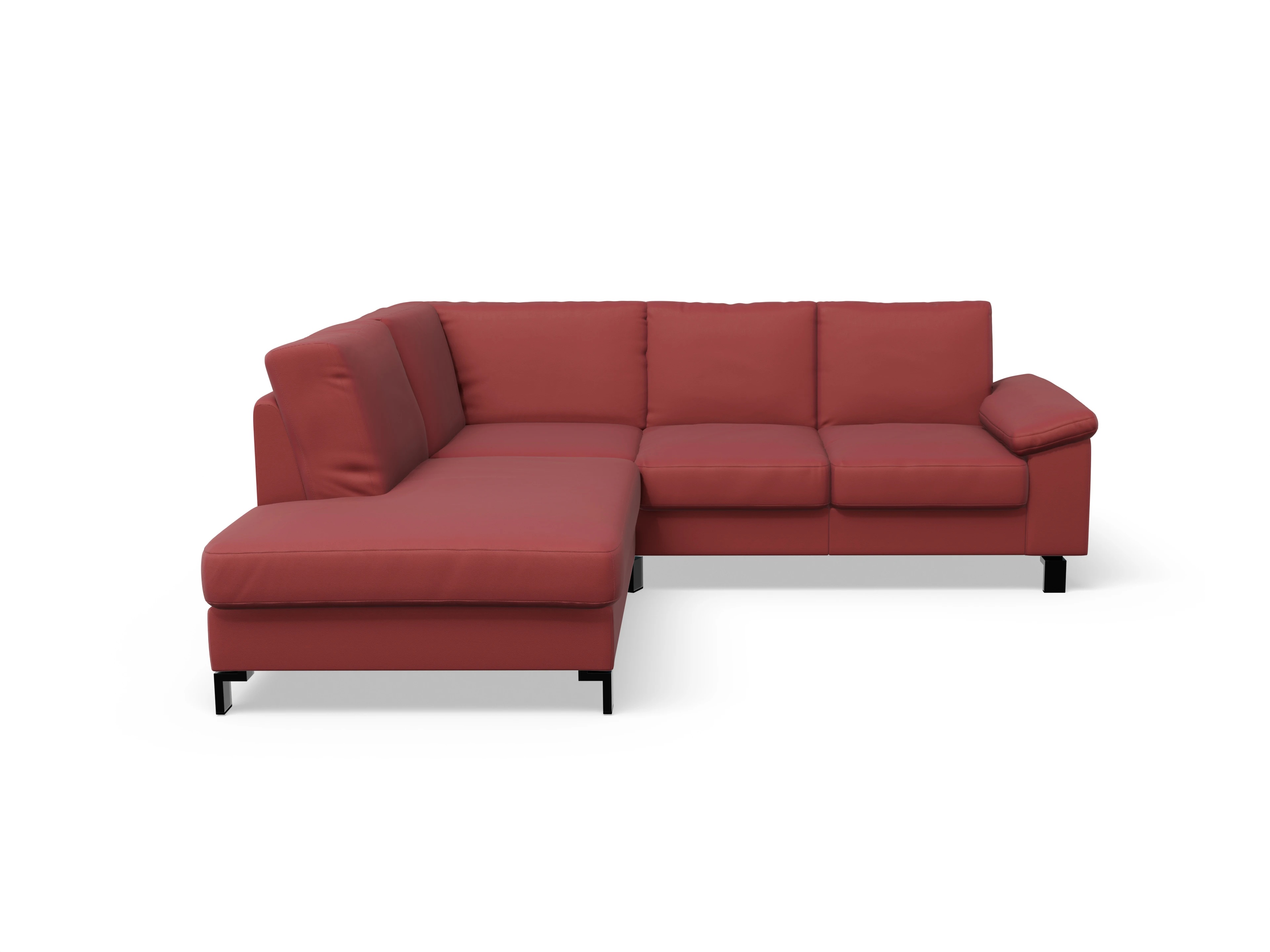 Ansicht des Produktes Casco 2.0 Ecksofa links Abschluss offen in Leder Rot