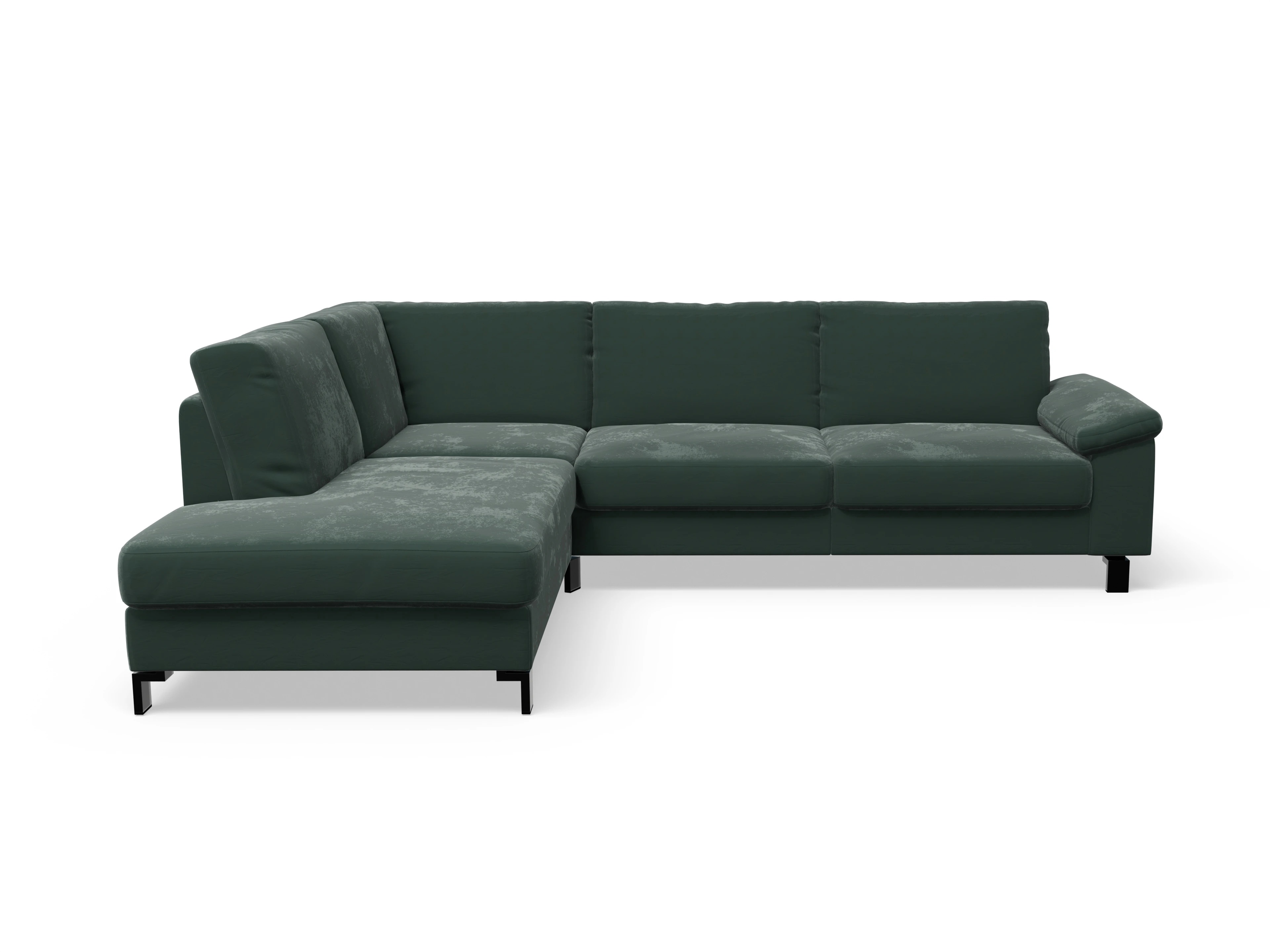 Casco Ecksofa UM Large L Ansicht des Produktes Casco 2.0 Ecksofa links Abschluss offen in Stoff Grün
