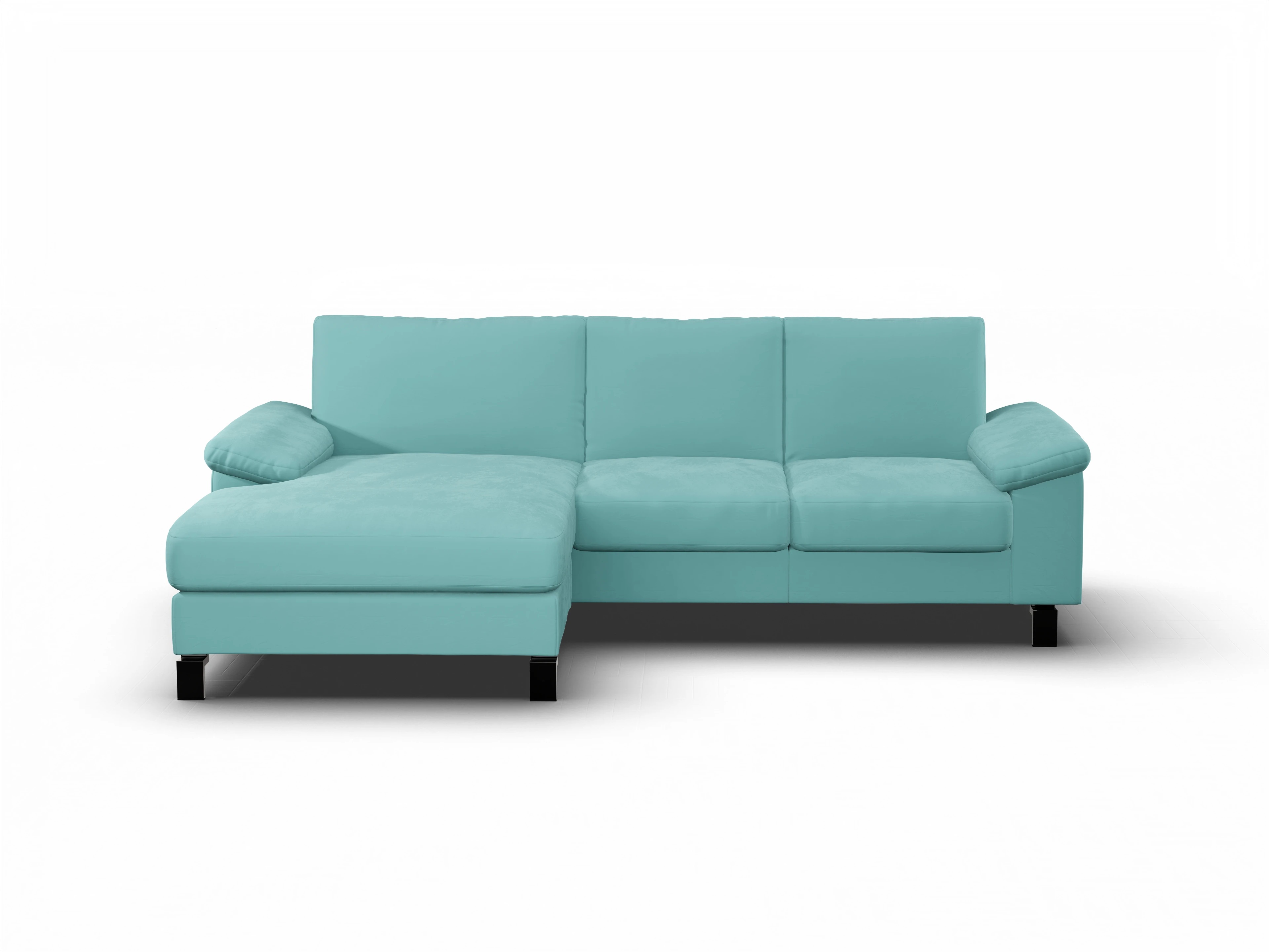 Casco Ecksofa LO Medium L Ansicht des Produktes Casco 2.0 Ecksofa links Abschluss offen in Stoff Blau