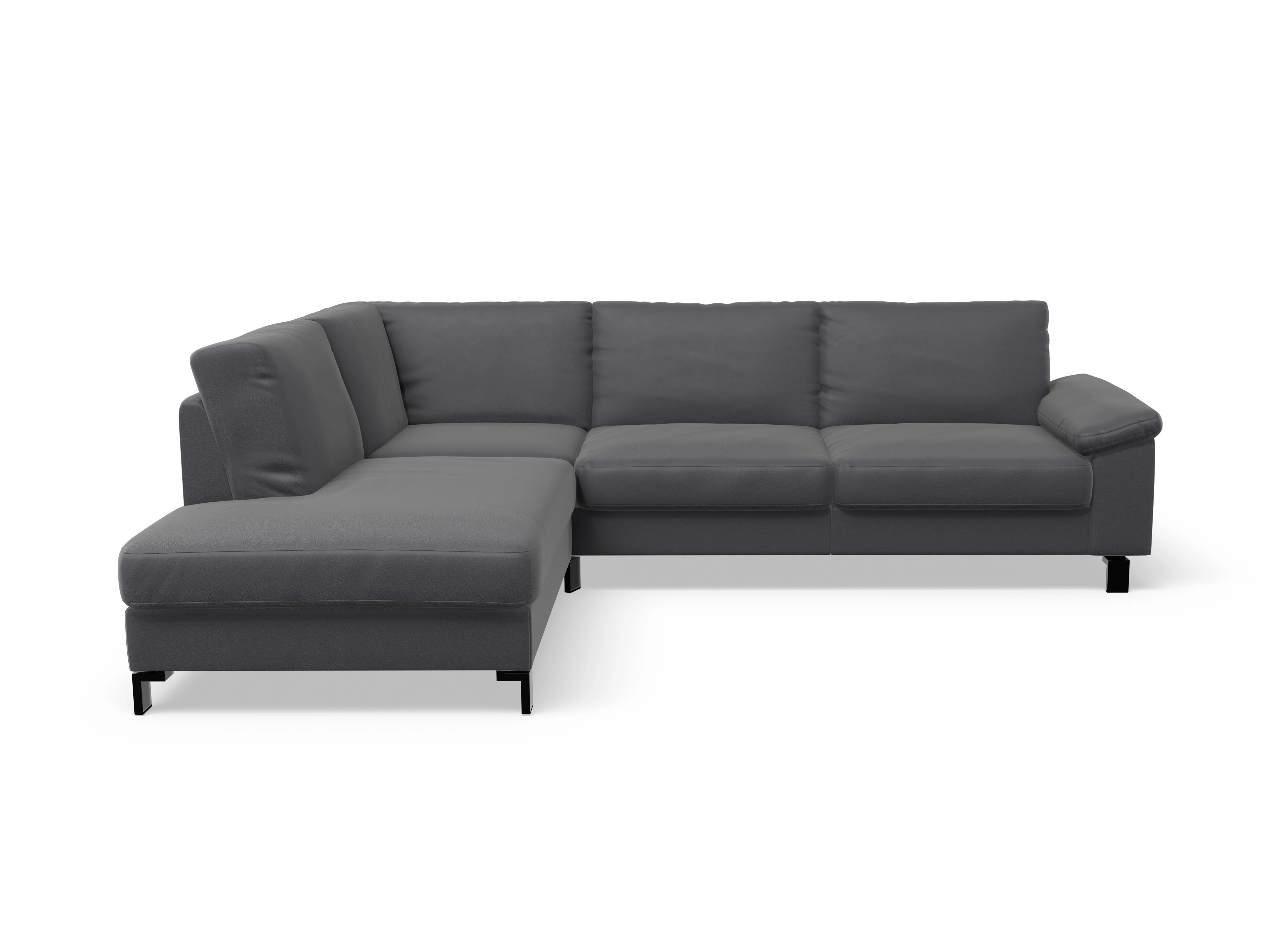 Casco Ecksofa UM Large L Ansicht des Produktes Casco 2.0 Ecksofa links Abschluss offen in Leder Grau