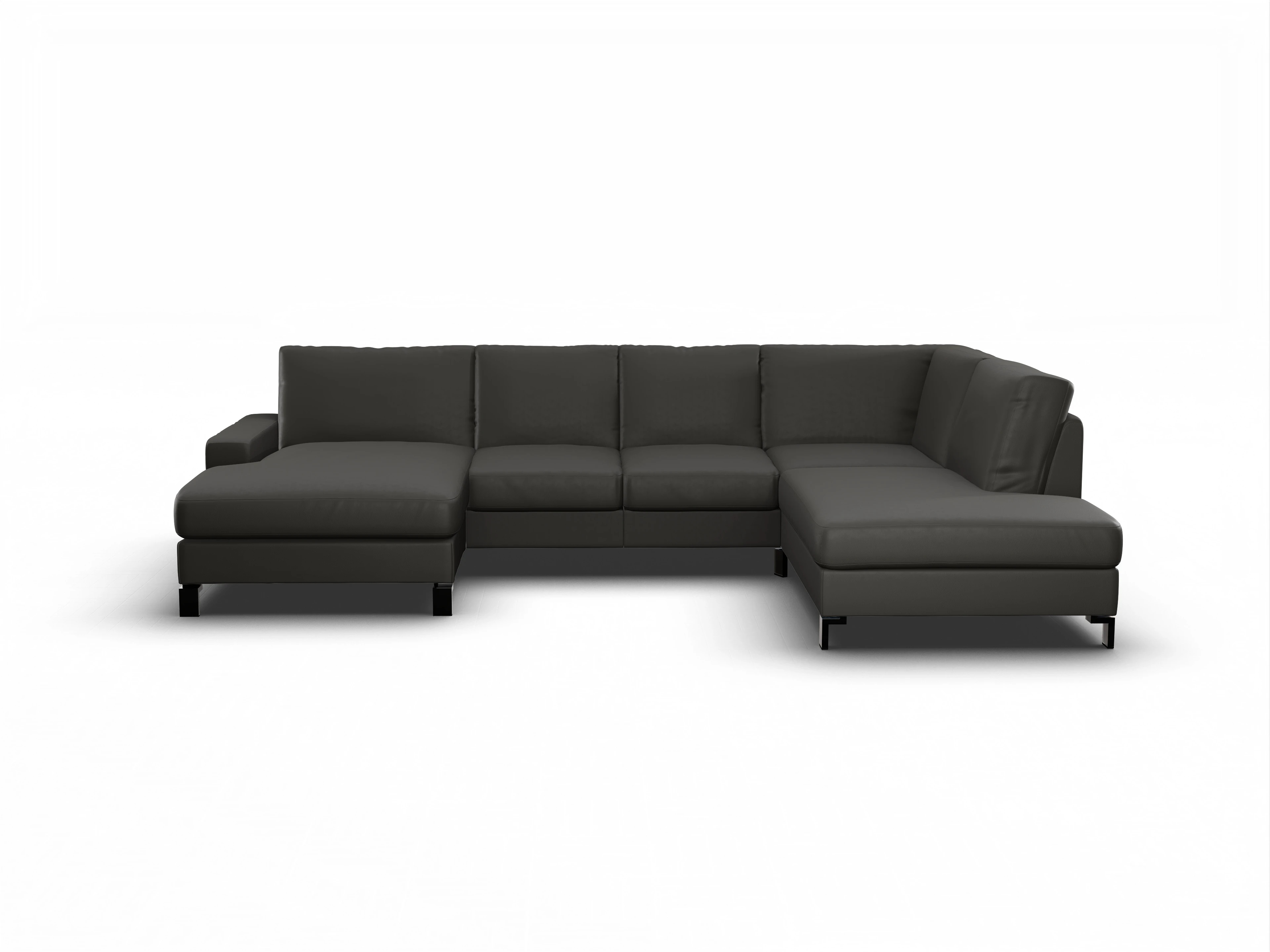 Ansicht des Produktes Casco 2.0 Wohnlandschaft offen beidseitig in Leder Grau