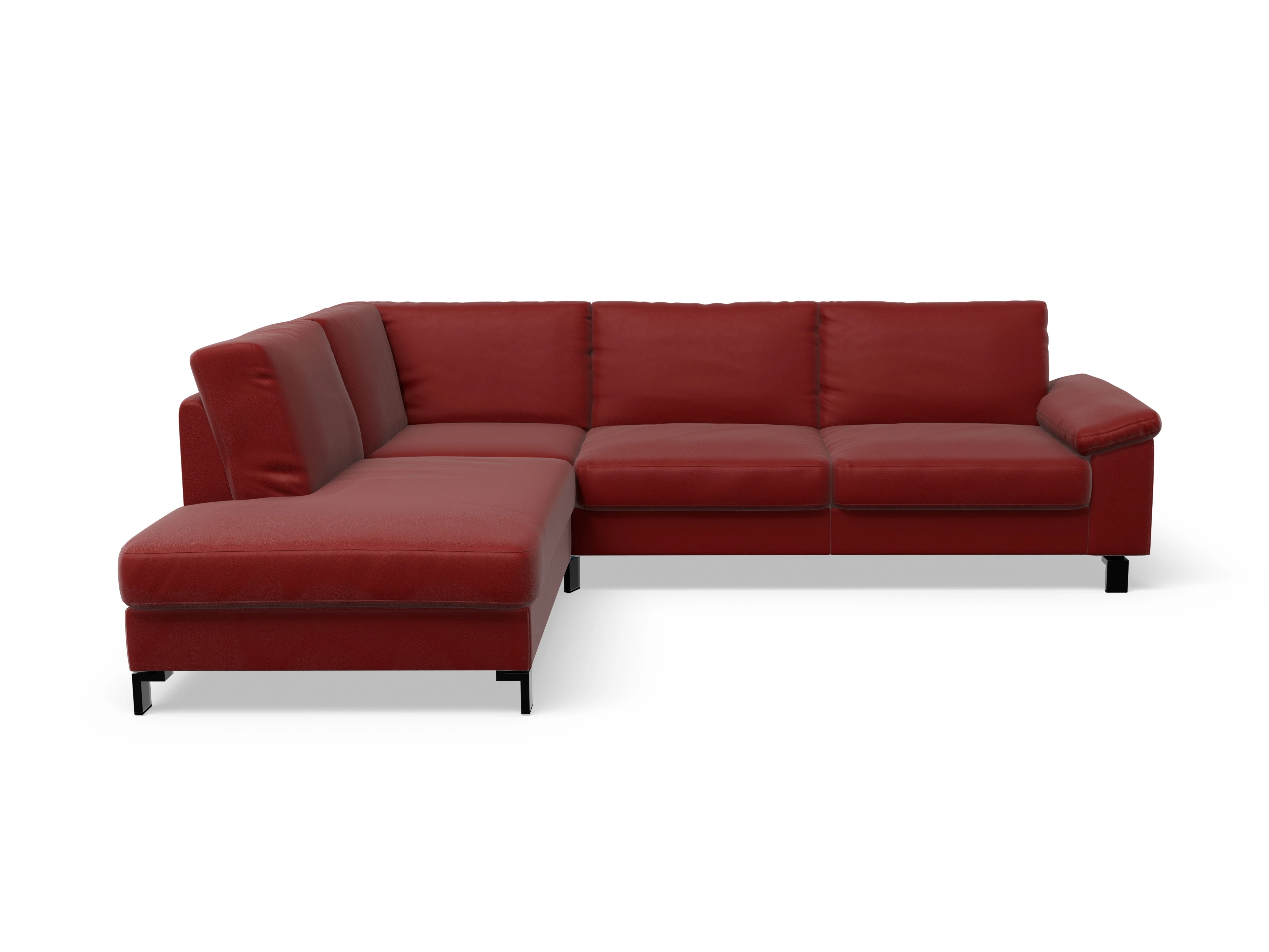 Ansicht des Produktes Casco 2.0 Ecksofa links Abschluss offen in Leder Rot