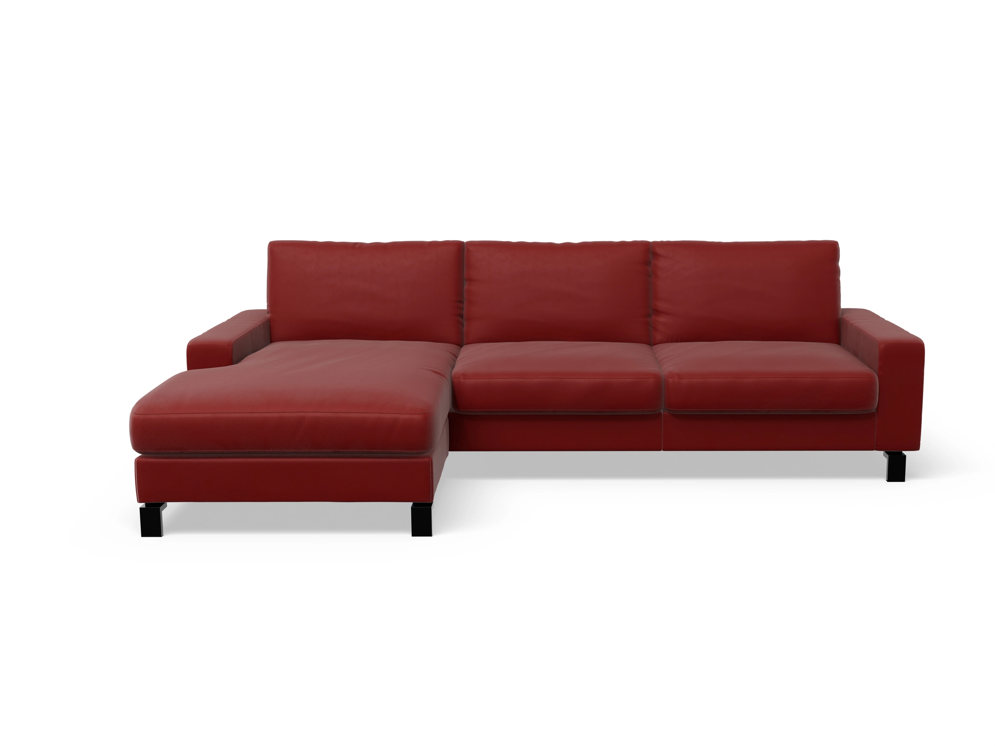 Casco Ecksofa LO Large L Ansicht des Produktes Casco 2.0 Ecksofa links Abschluss offen in Leder Rot
