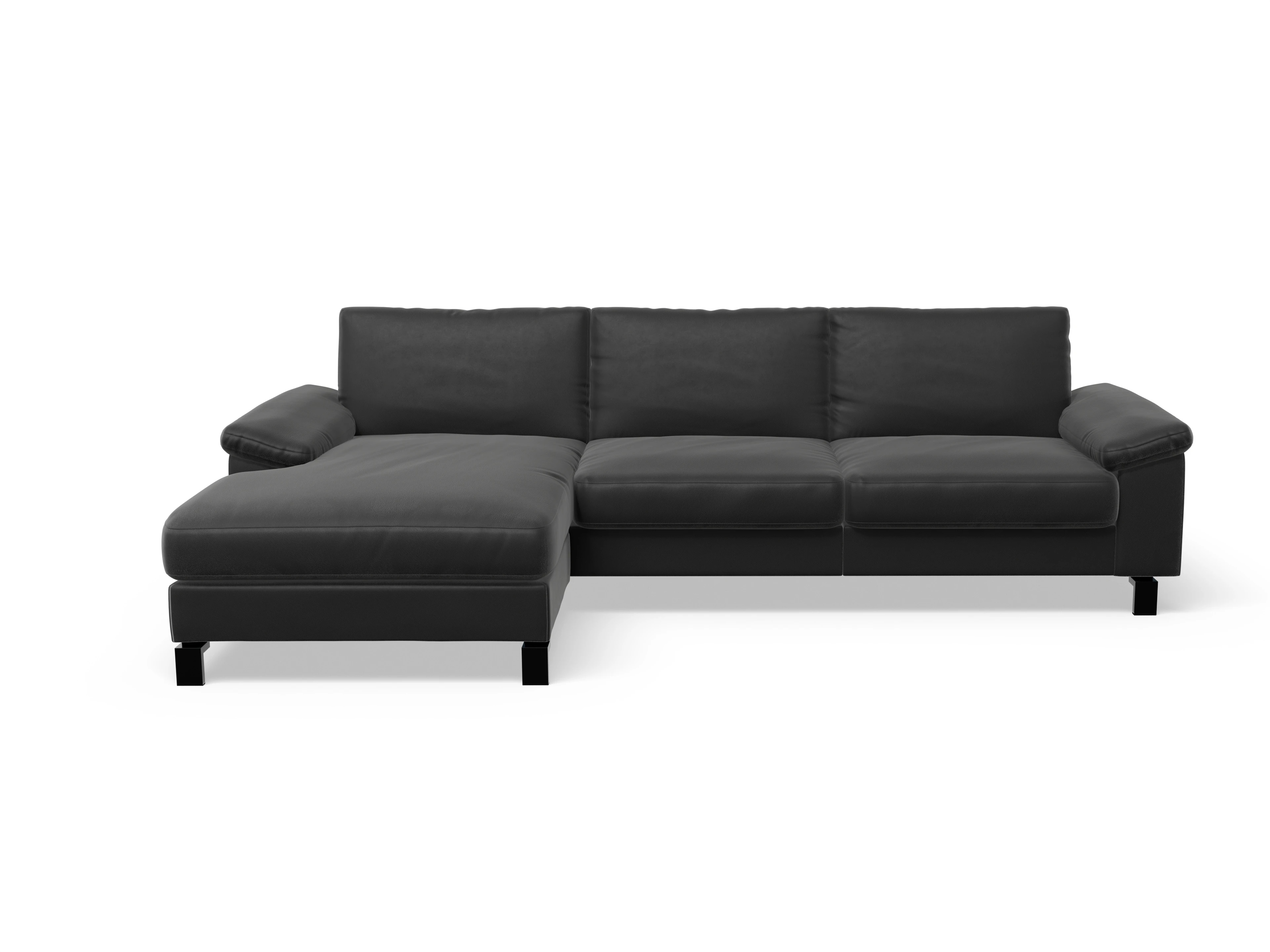 Casco Ecksofa LO Large L Ansicht des Produktes Casco 2.0 Ecksofa links Abschluss offen in Leder Grau