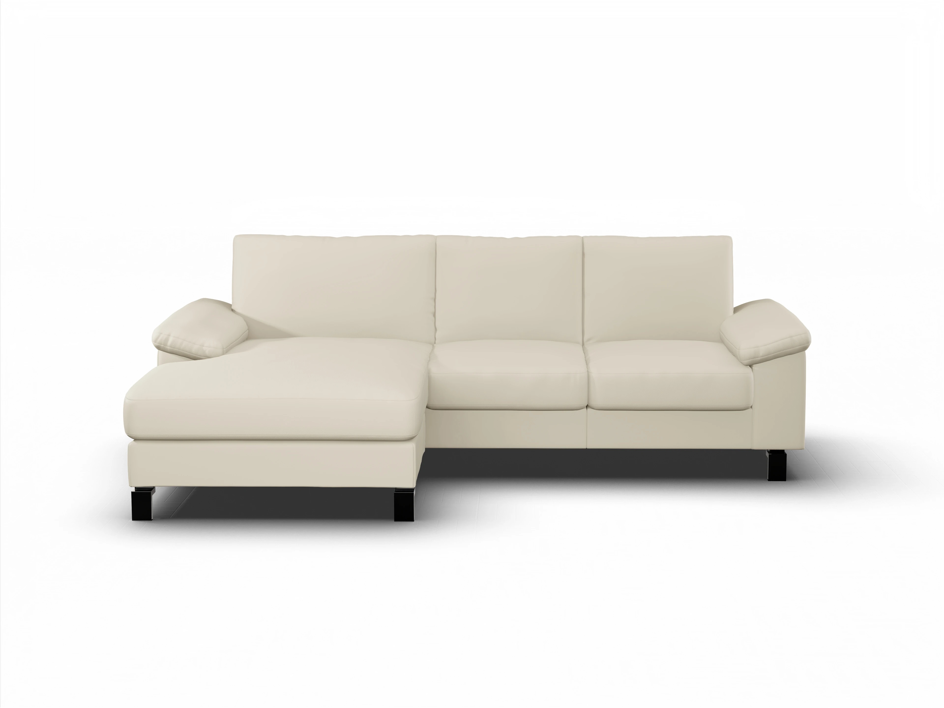 Casco Ecksofa LO Medium L Ansicht des Produktes Casco 2.0 Ecksofa links Abschluss offen in Leder Beige