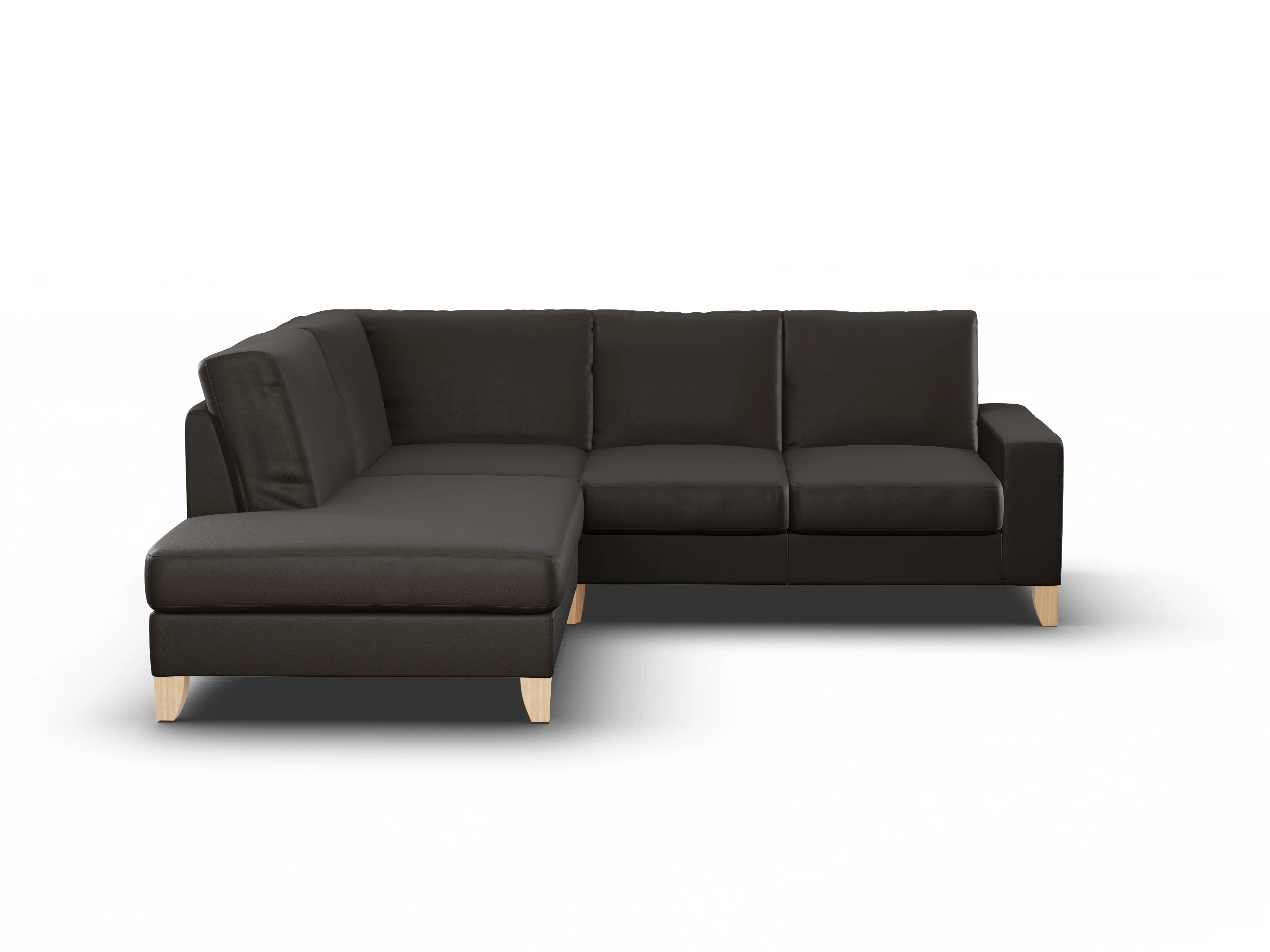 Ansicht des Produktes Casco 2.0 Ecksofa links Abschluss offen in Leder Braun