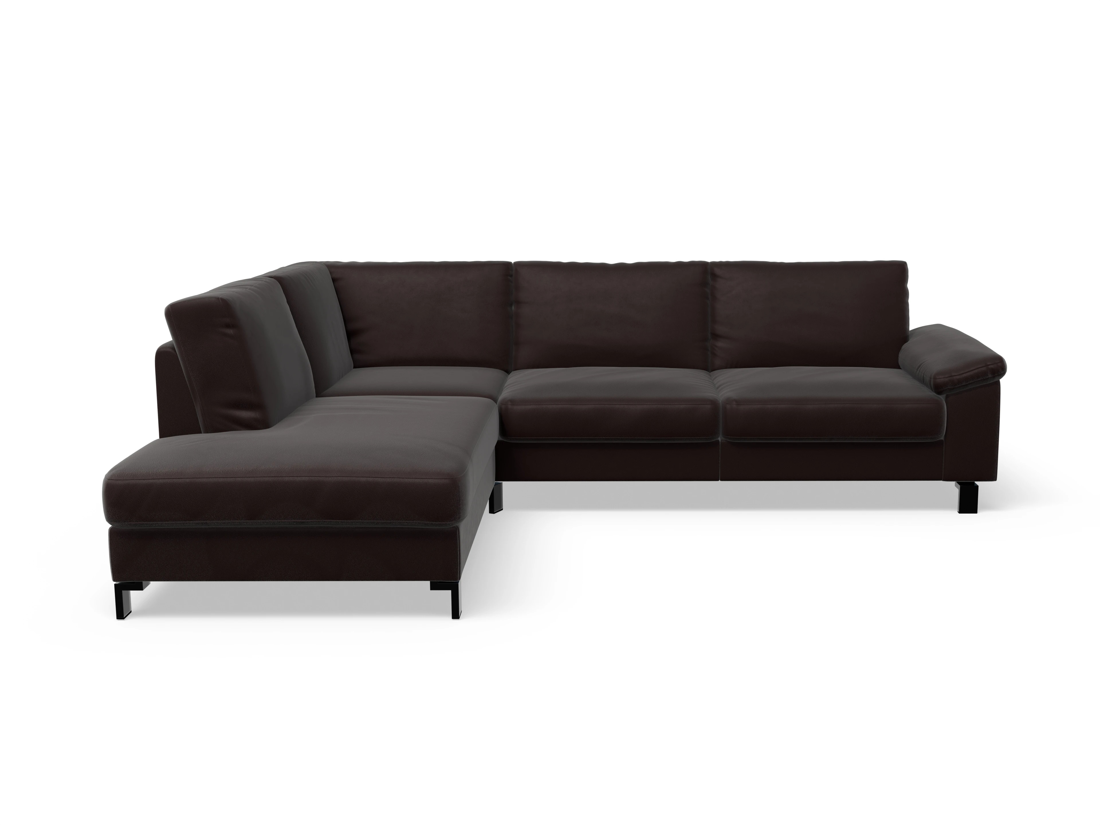 Ansicht des Produktes Casco 2.0 Ecksofa links Abschluss offen in Leder Braun