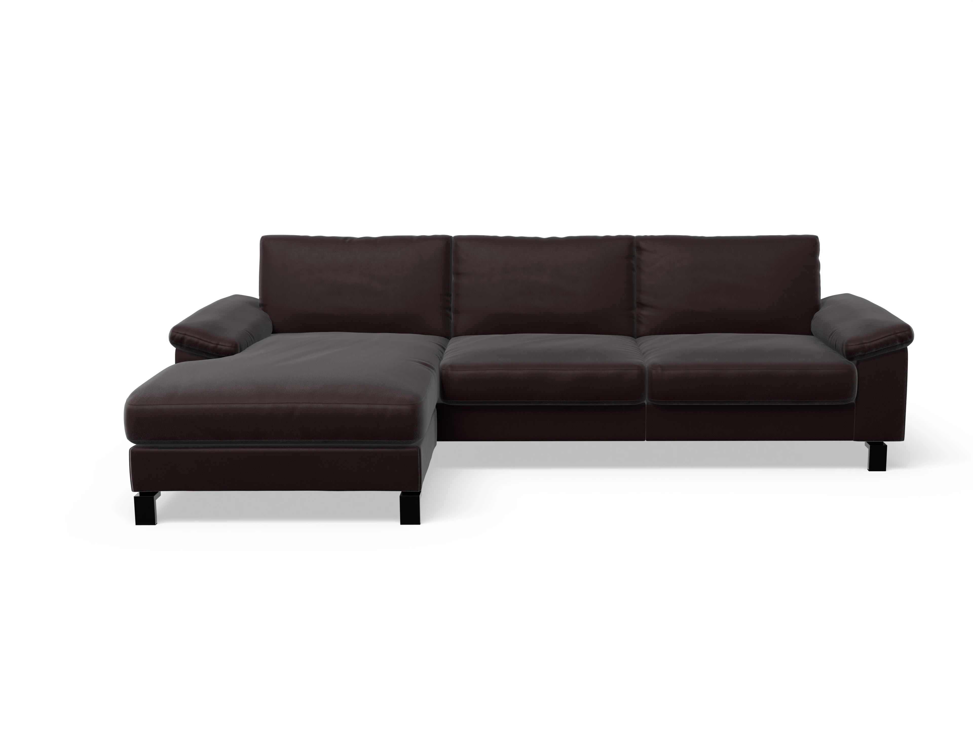 Casco Ecksofa LO Large L Ansicht des Produktes Casco 2.0 Ecksofa links Abschluss offen in Leder Braun