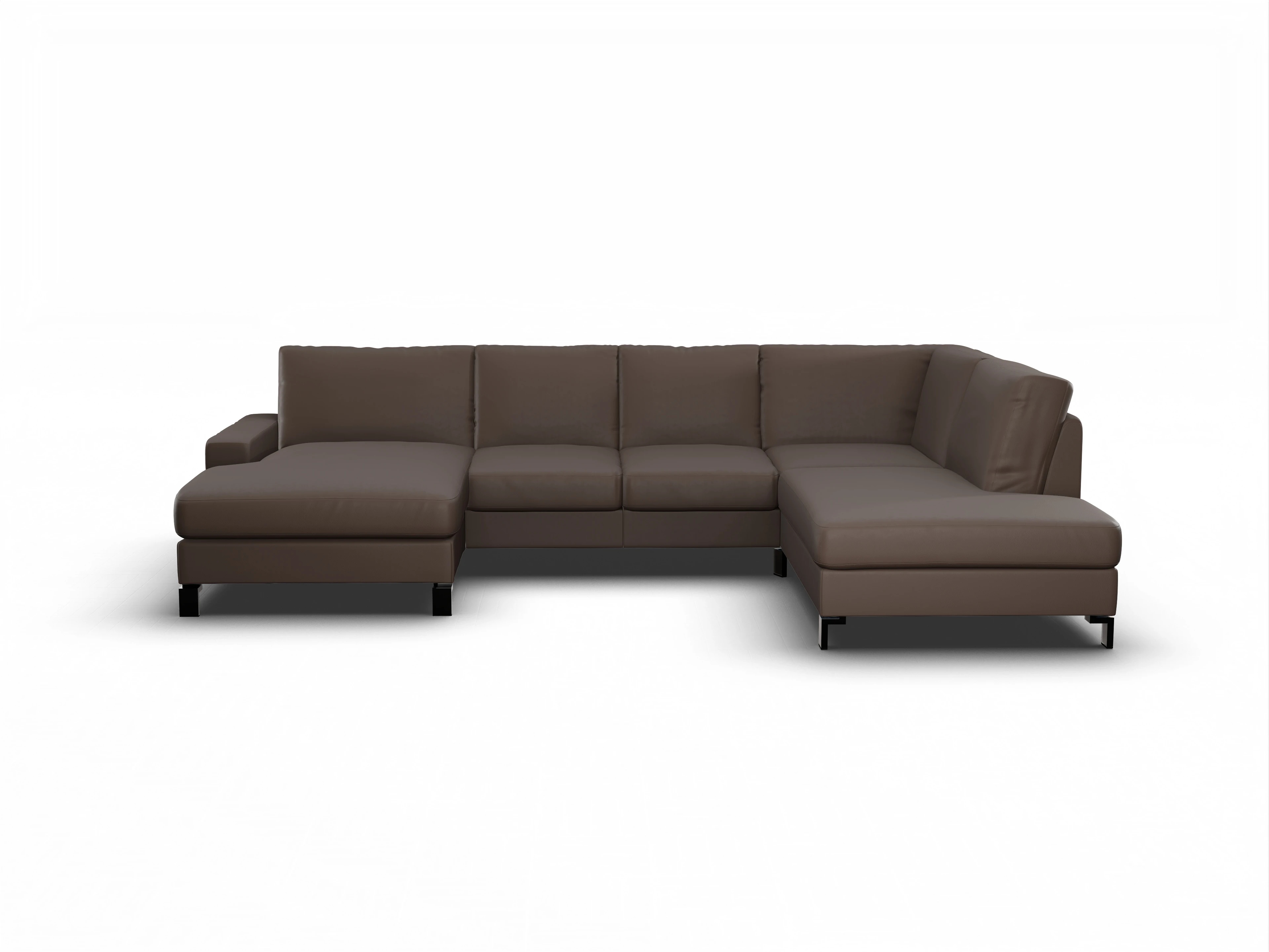 Ansicht des Produktes Casco 2.0 Wohnlandschaft offen beidseitig in Leder Braun