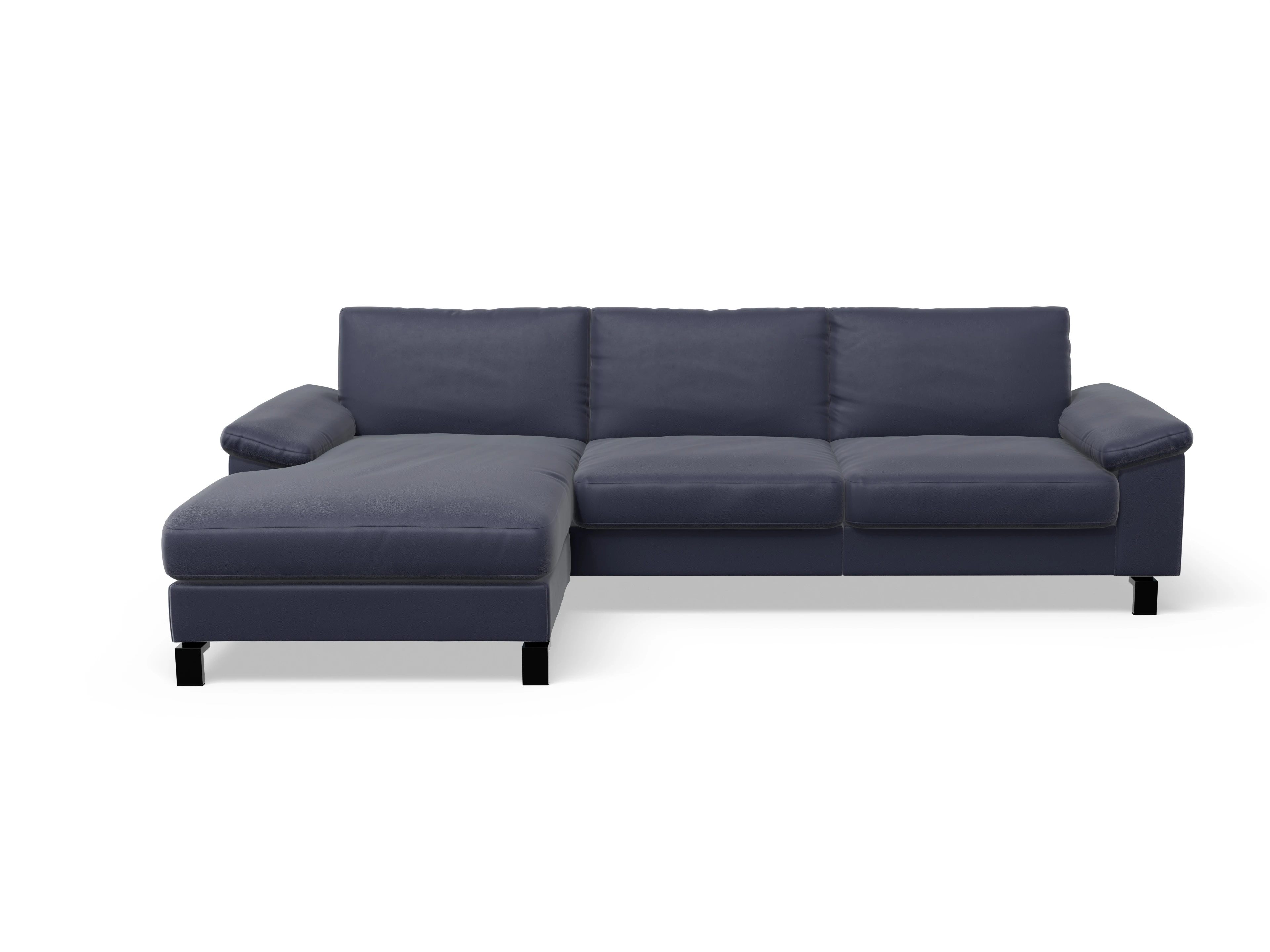 Casco Ecksofa LO Large L Ansicht des Produktes Casco 2.0 Ecksofa links Abschluss offen in Leder Blau