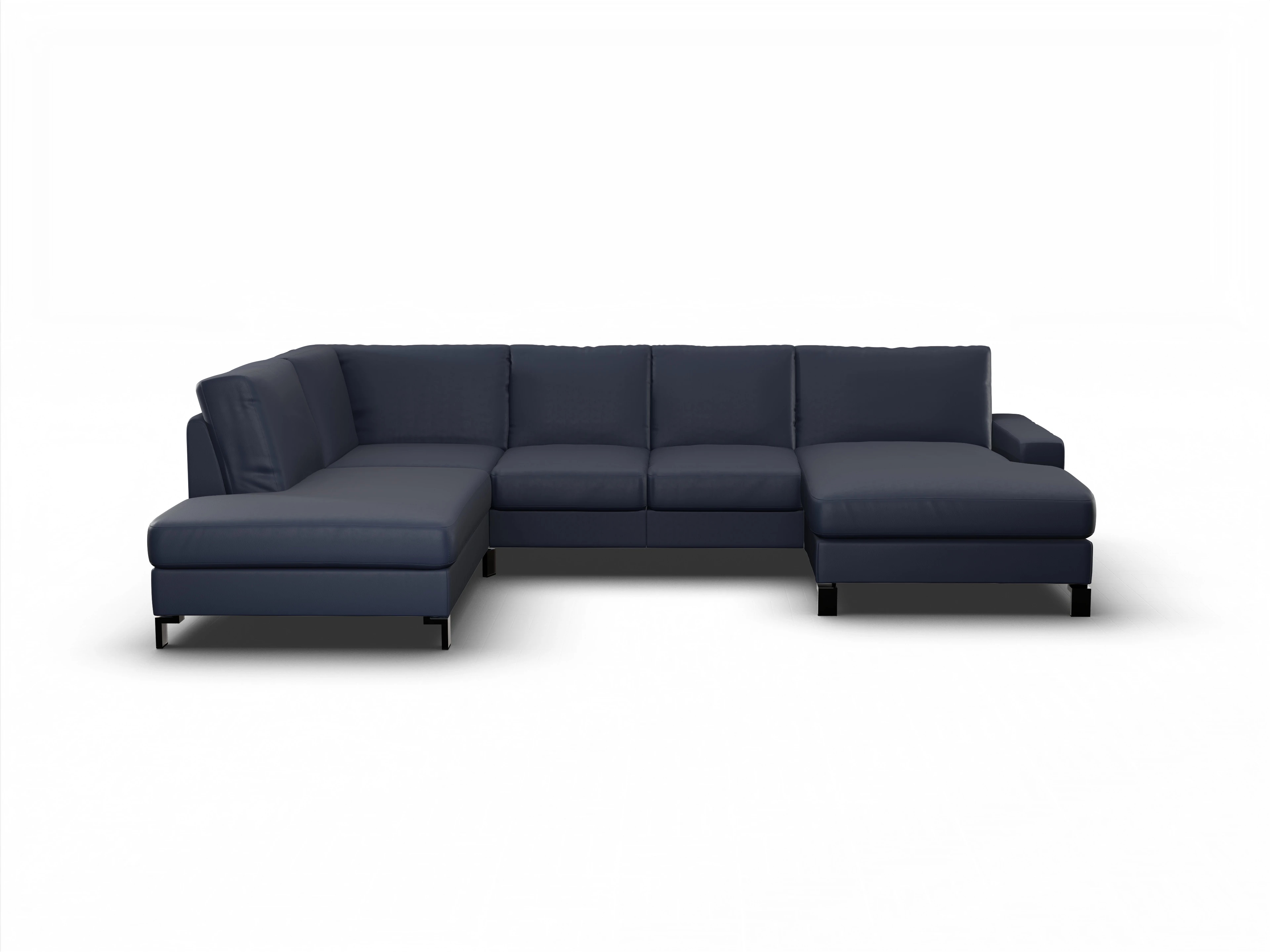 Ansicht des Produktes Casco 2.0 Wohnlandschaft offen beidseitig in Leder Blau