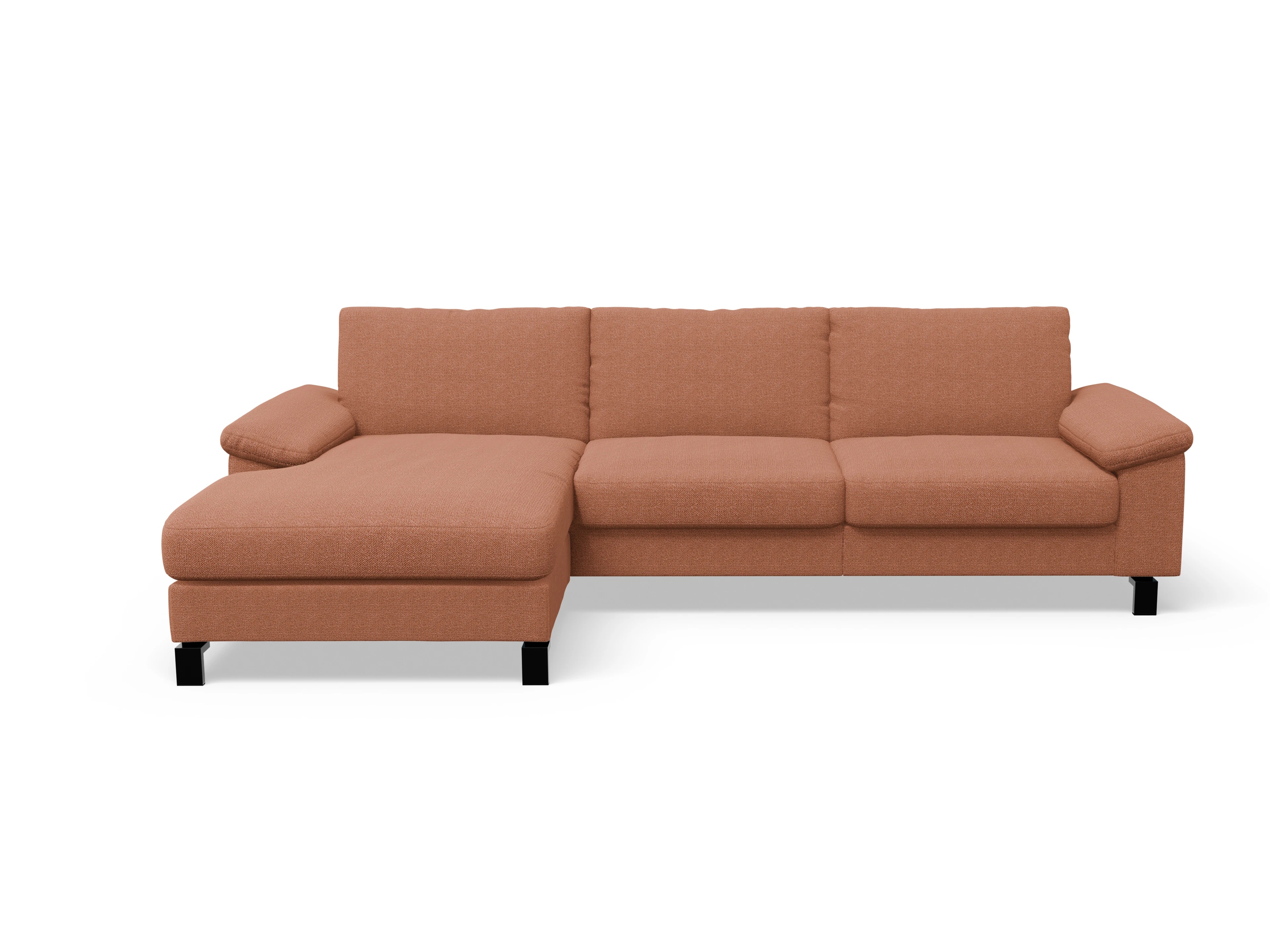 Casco Ecksofa LO Large L Ansicht des Produktes Casco 2.0 Ecksofa links Abschluss offen in Stoff Orange