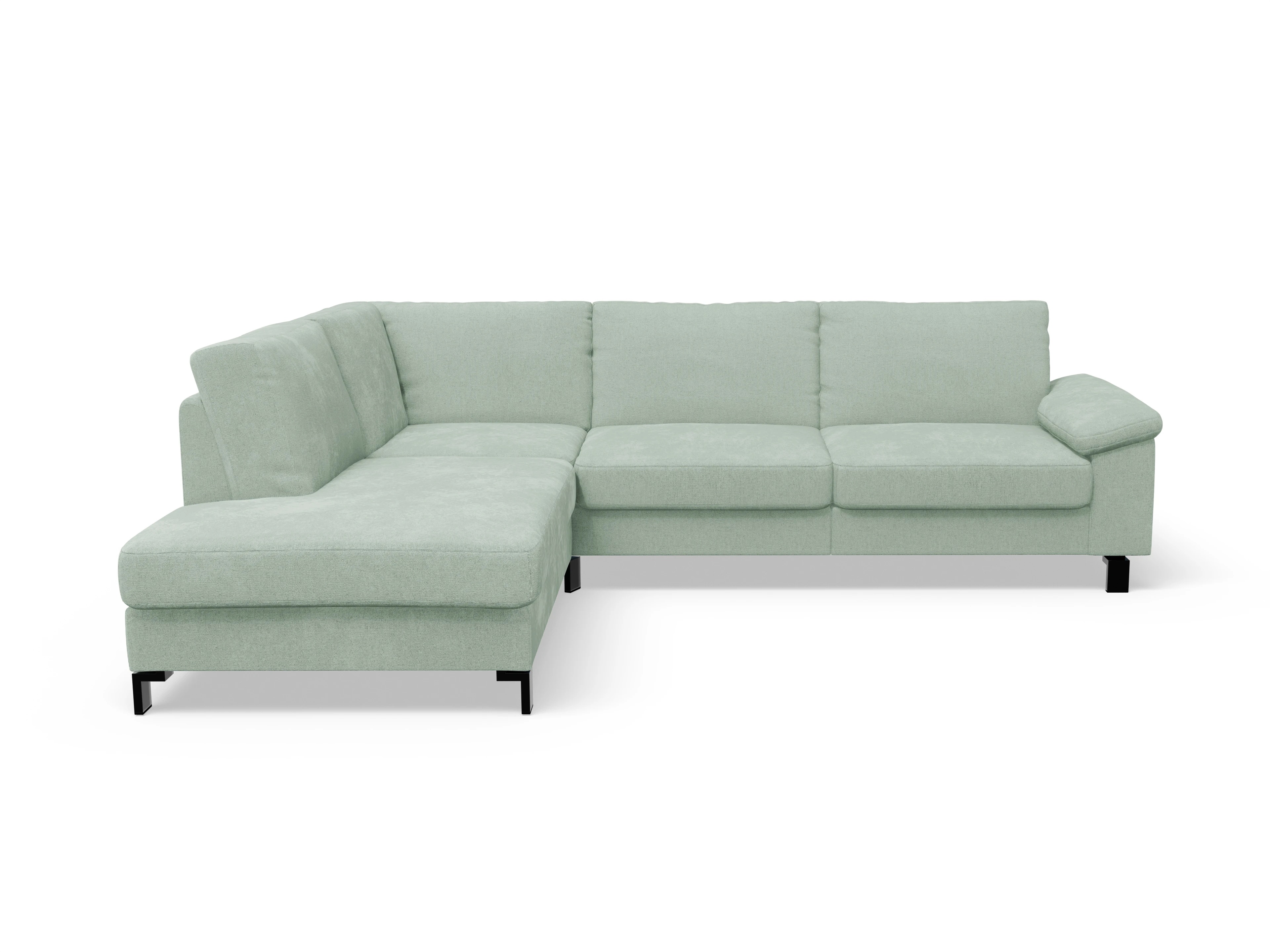 Casco Ecksofa UM Large L Ansicht des Produktes Casco 2.0 Ecksofa links Abschluss offen in Stoff Grün
