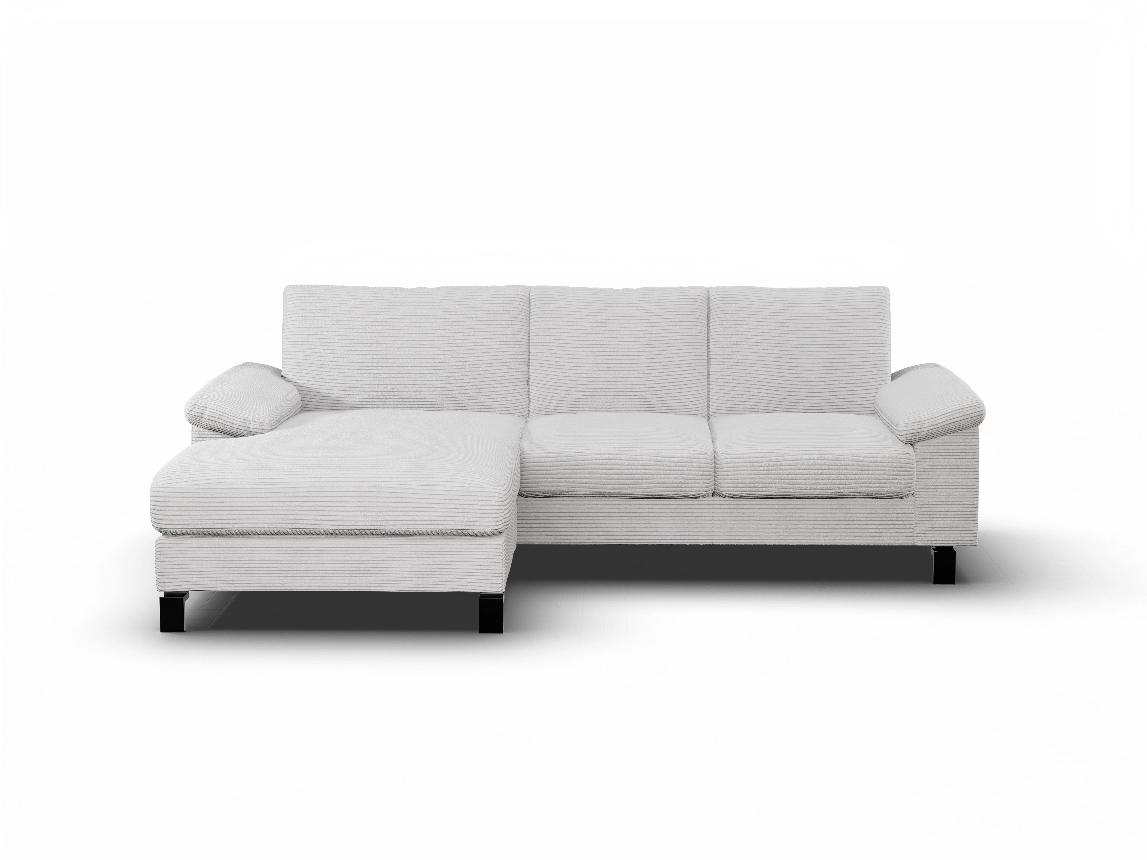 Casco Ecksofa LO Medium L Ansicht des Produktes Casco 2.0 Ecksofa links Abschluss offen in Stoff Grau