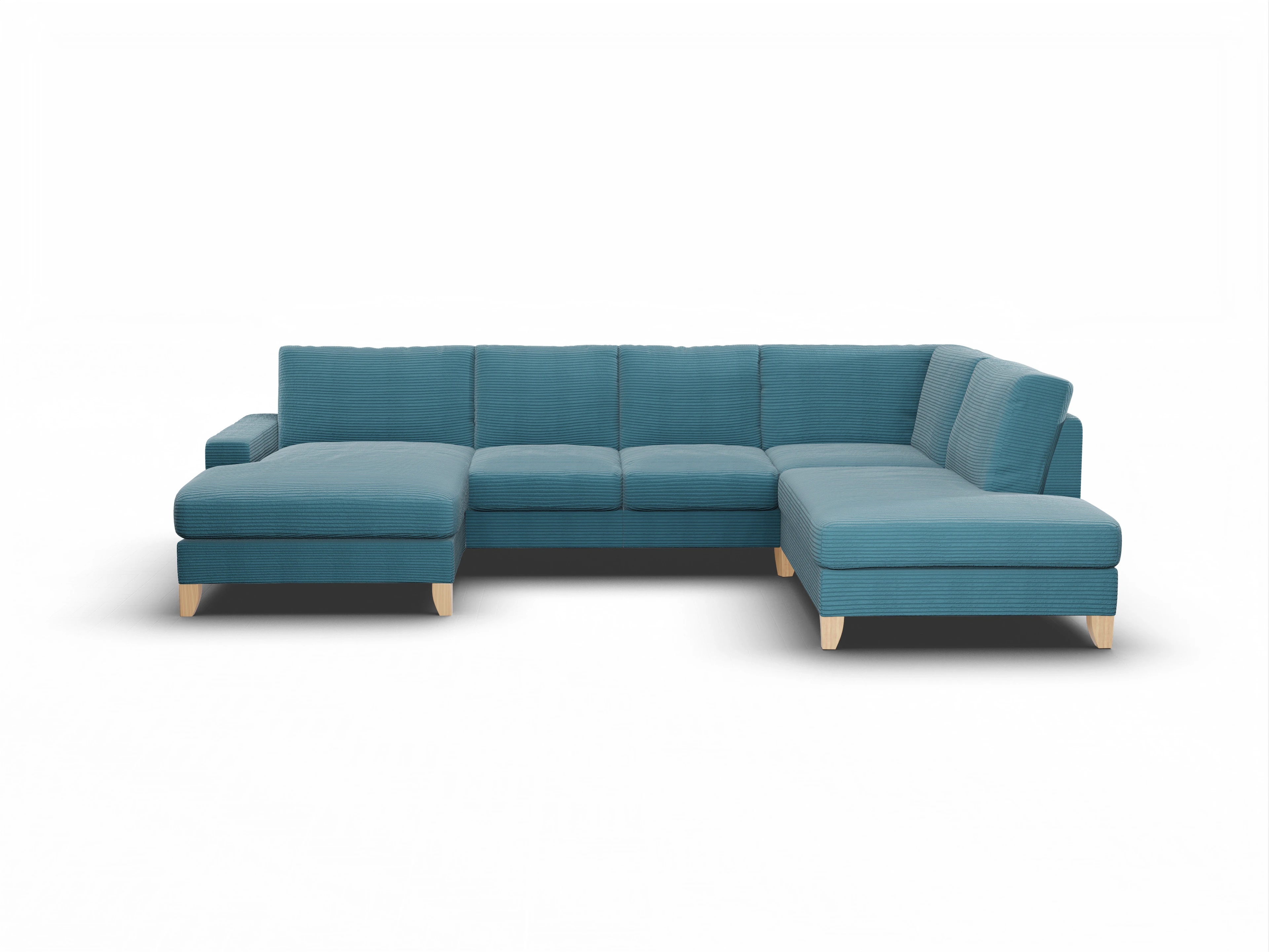 Ansicht des Produktes Casco 2.0 Wohnlandschaft offen beidseitig in Stoff Blau