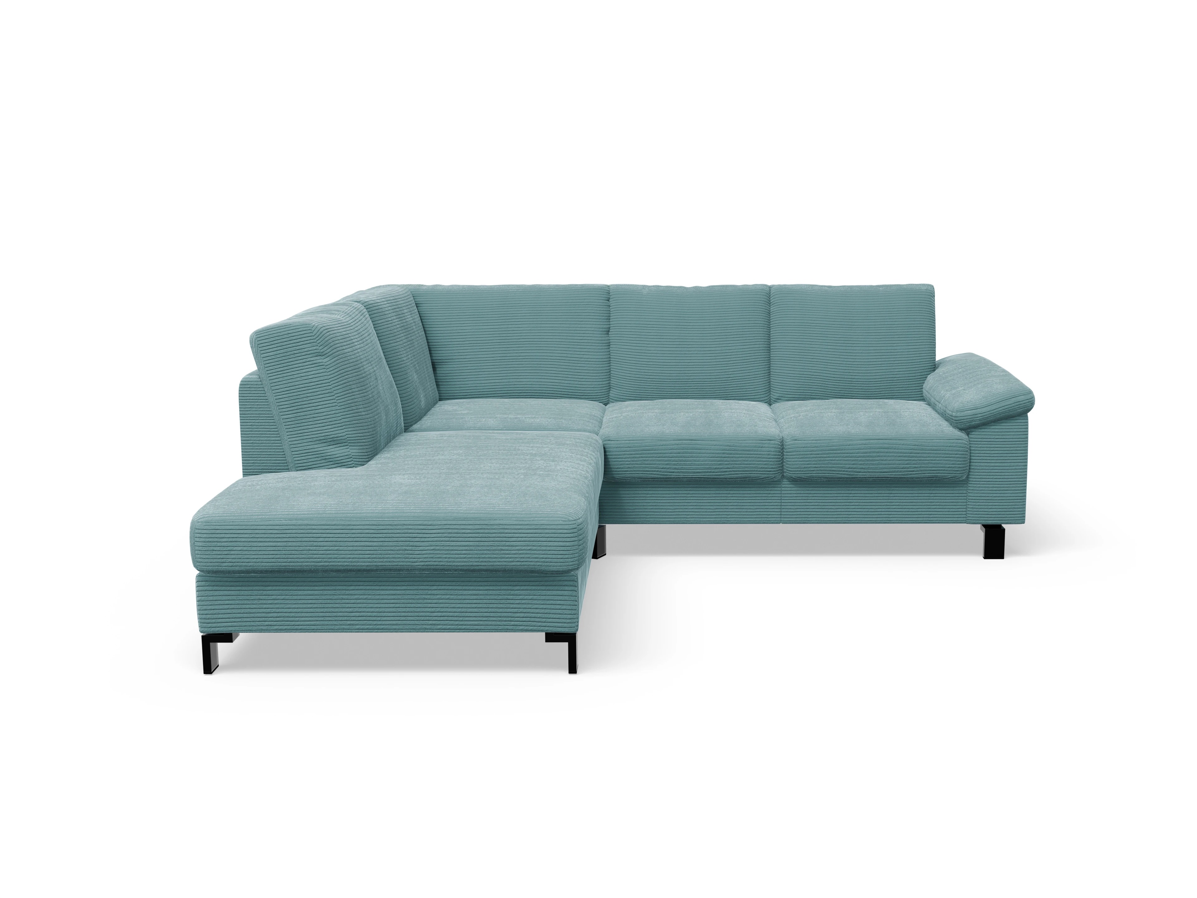 Casco Ecksofa UM Small L Ansicht des Produktes Casco 2.0 Ecksofa links Abschluss offen in Stoff Blau