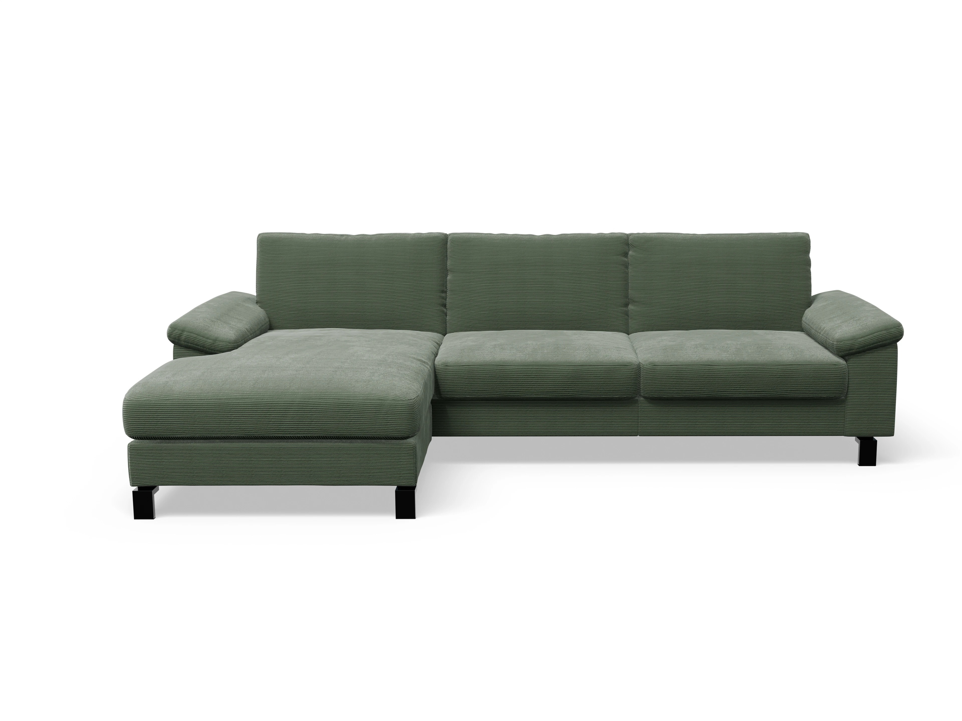 Casco Ecksofa LO Large L Ansicht des Produktes Casco 2.0 Ecksofa links Abschluss offen in Stoff Grün