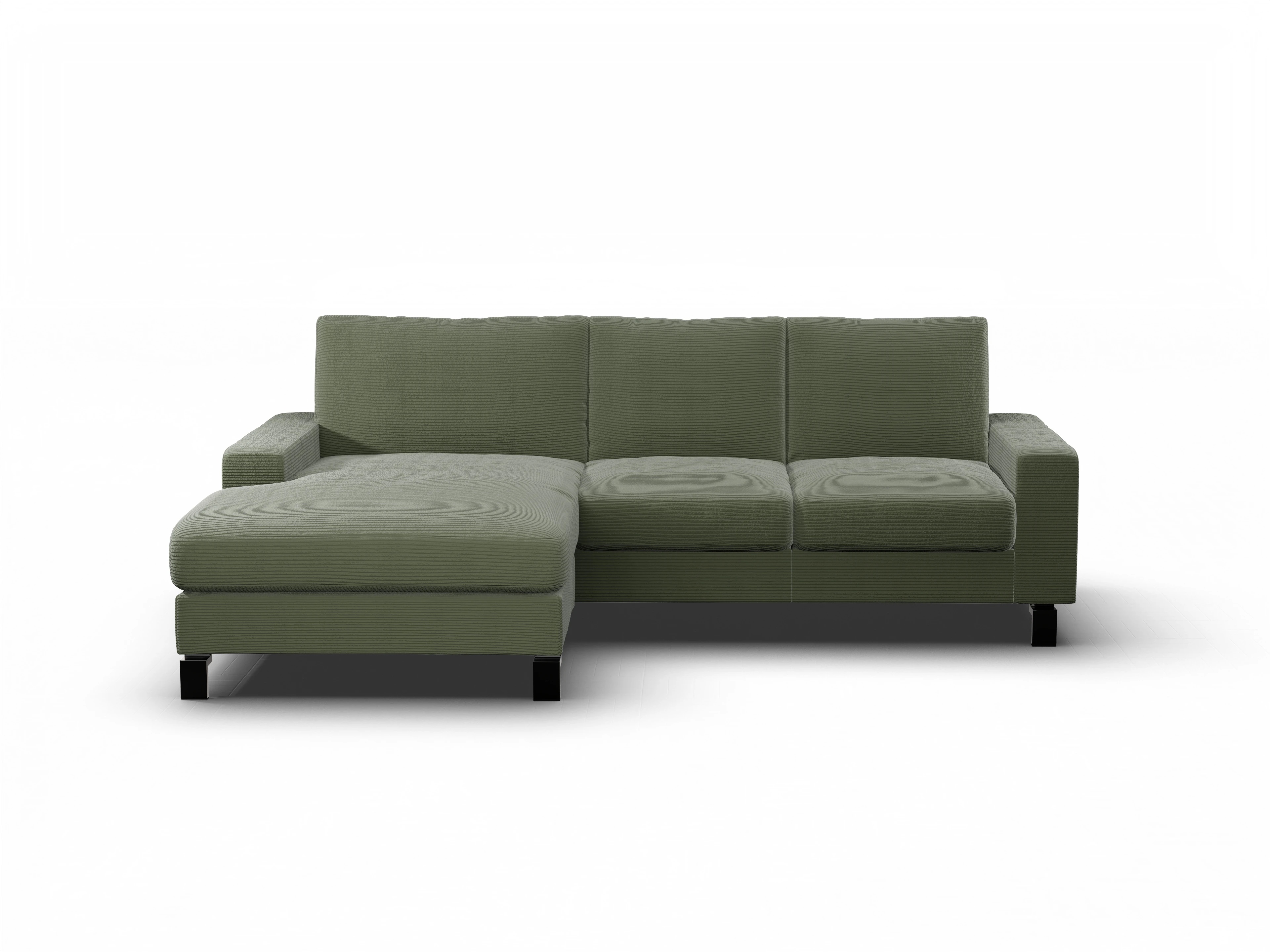 Casco Ecksofa LO Medium L Ansicht des Produktes Casco 2.0 Ecksofa links Abschluss offen in Stoff Grün