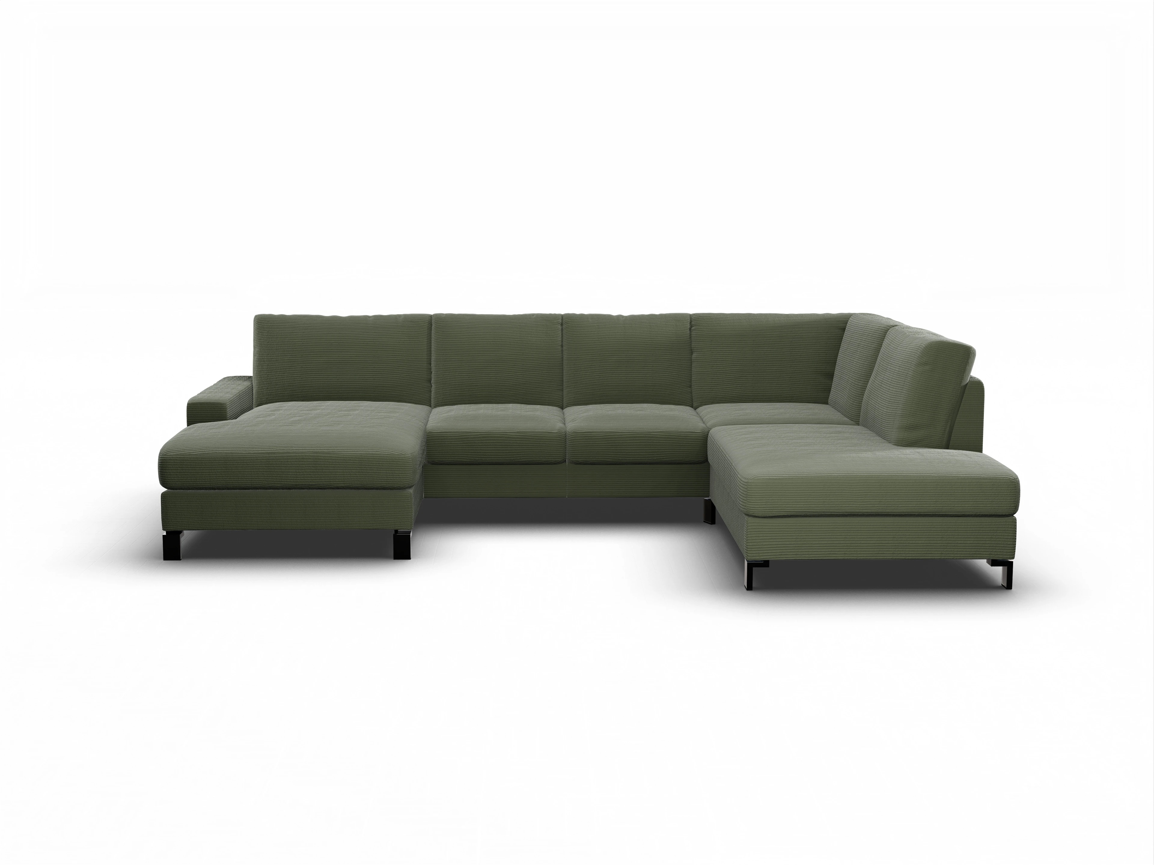 Ansicht des Produktes Casco 2.0 Wohnlandschaft offen beidseitig in Stoff Grün