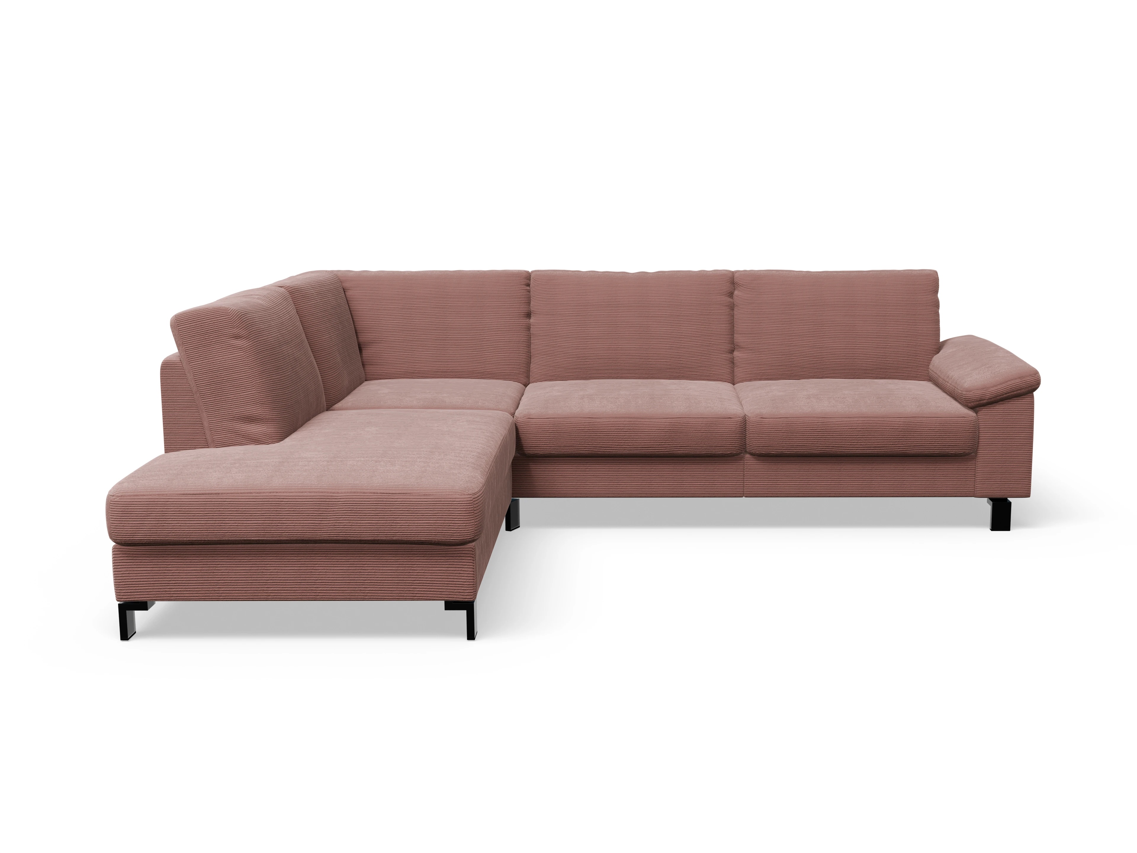 Casco Ecksofa UM Large L Ansicht des Produktes Casco 2.0 Ecksofa links Abschluss offen in Stoff Rosa