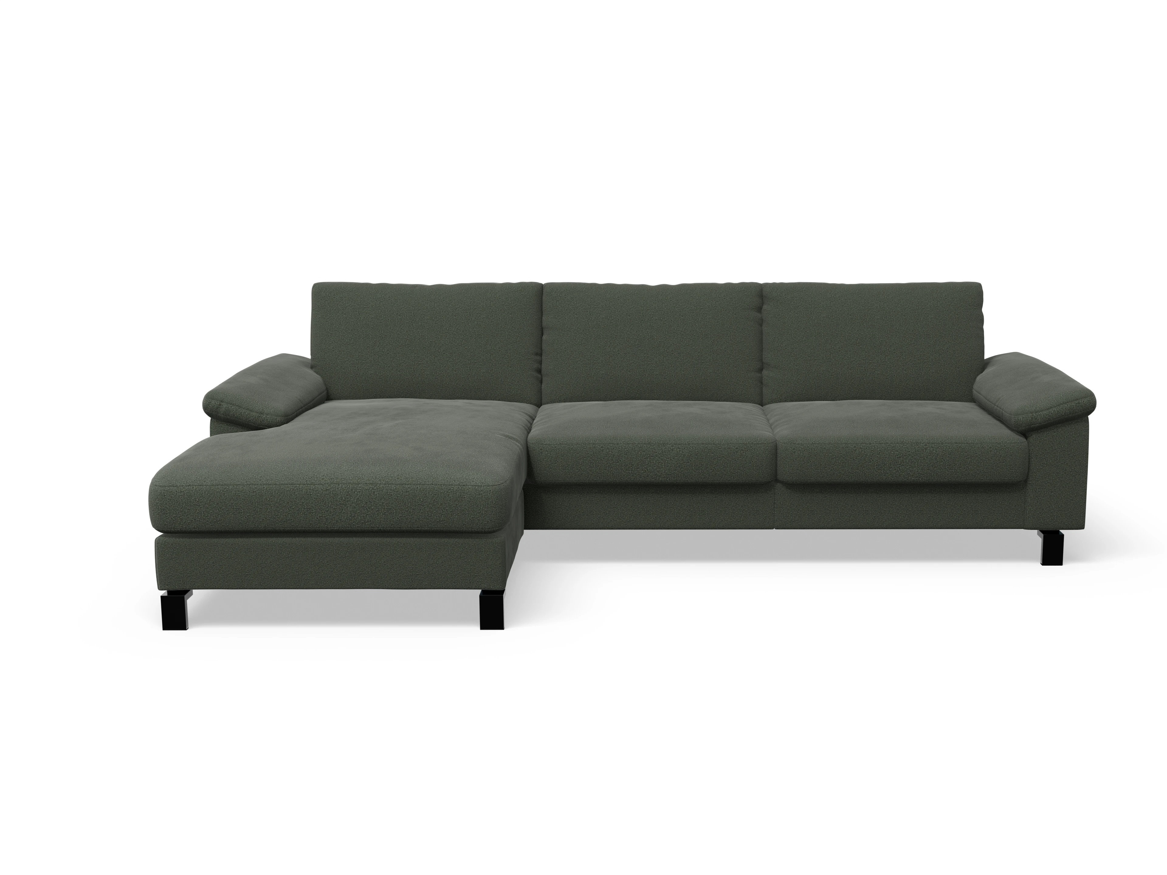Casco Ecksofa LO Large L Ansicht des Produktes Casco 2.0 Ecksofa links Abschluss offen in Stoff Grün