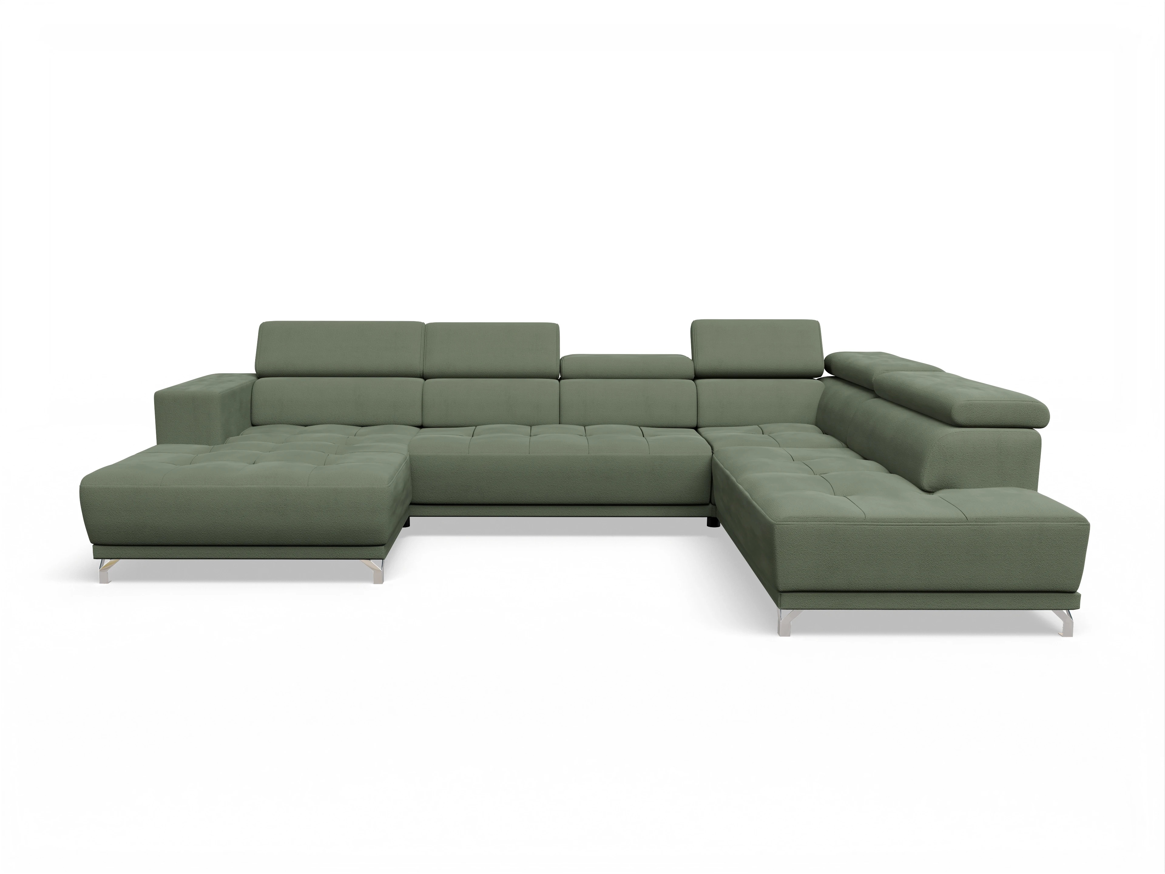 Ansicht des Produktes Colin Wohnlandschaft offen beidseitig in Stoff Grün