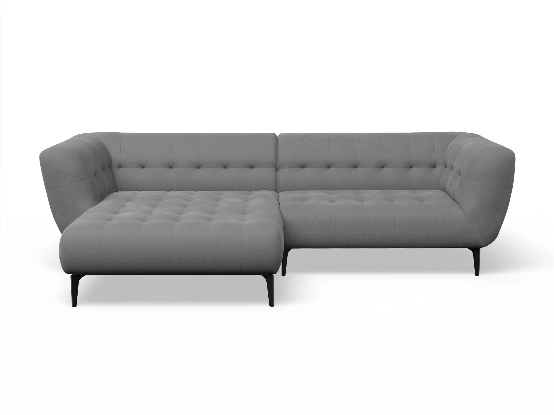 Ansicht des Produktes Vera Ecksofa links Abschluss offen in Stoff Grau
