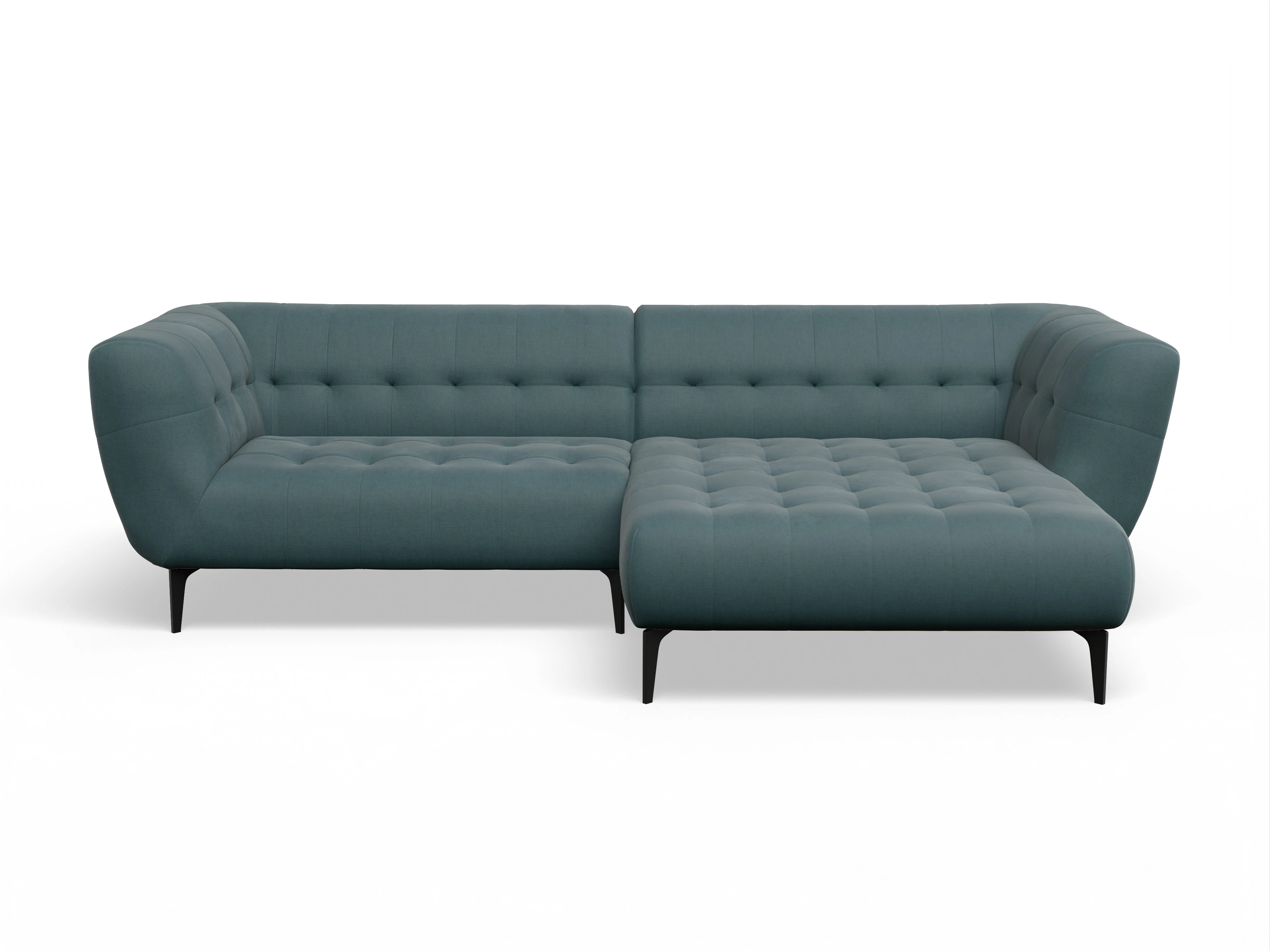 Ansicht des Produktes Vera Ecksofa rechts Abschluss offen in Stoff Blau