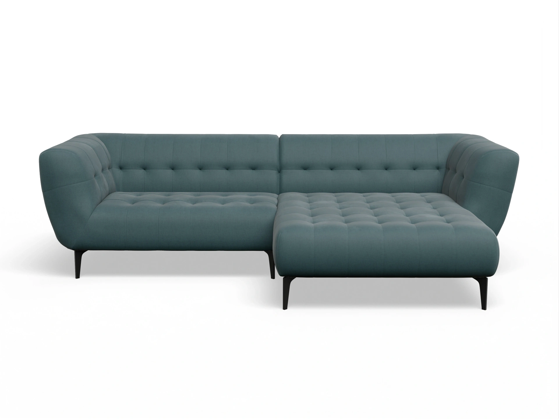 Ansicht des Produktes Vera Ecksofa rechts Abschluss offen in Stoff Blau