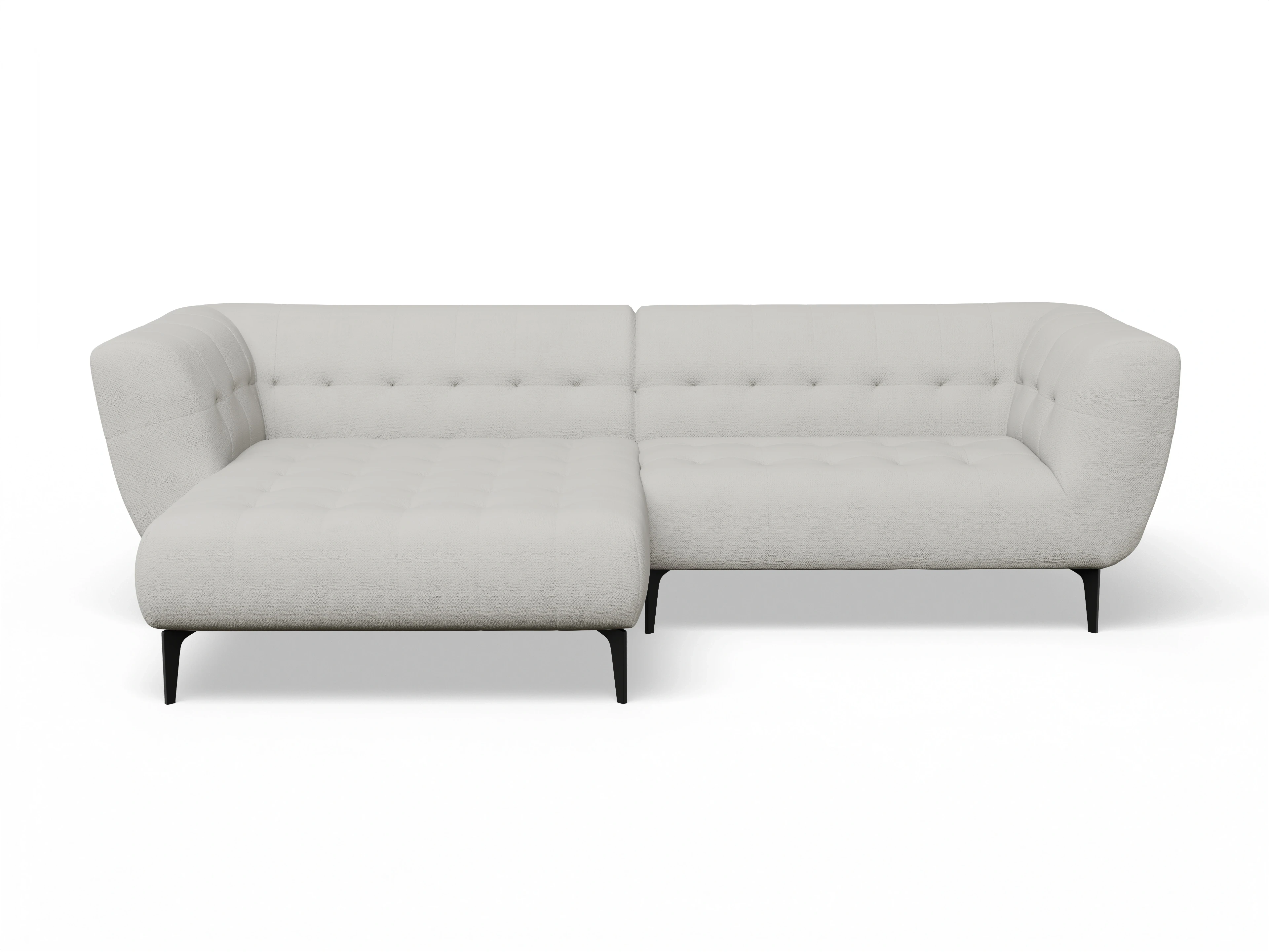 Vera Ecksofa mit Longchair links Ansicht des Produktes Vera Ecksofa links Abschluss offen in Stoff Beige