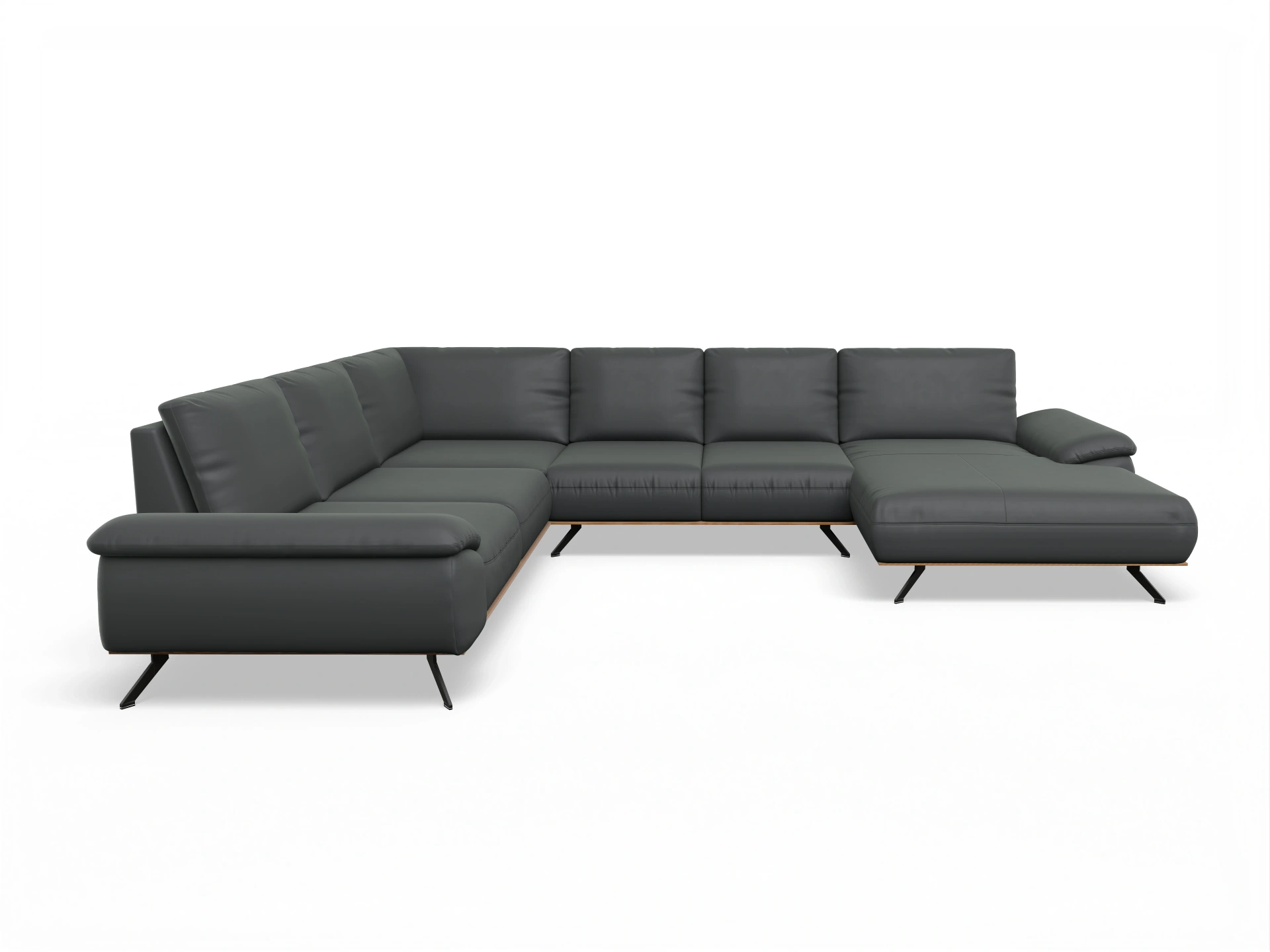 Ansicht des Produktes SC Select 1029 Wohnlandschaft Armlehne links Abschluss offen rechts in Leder Grau