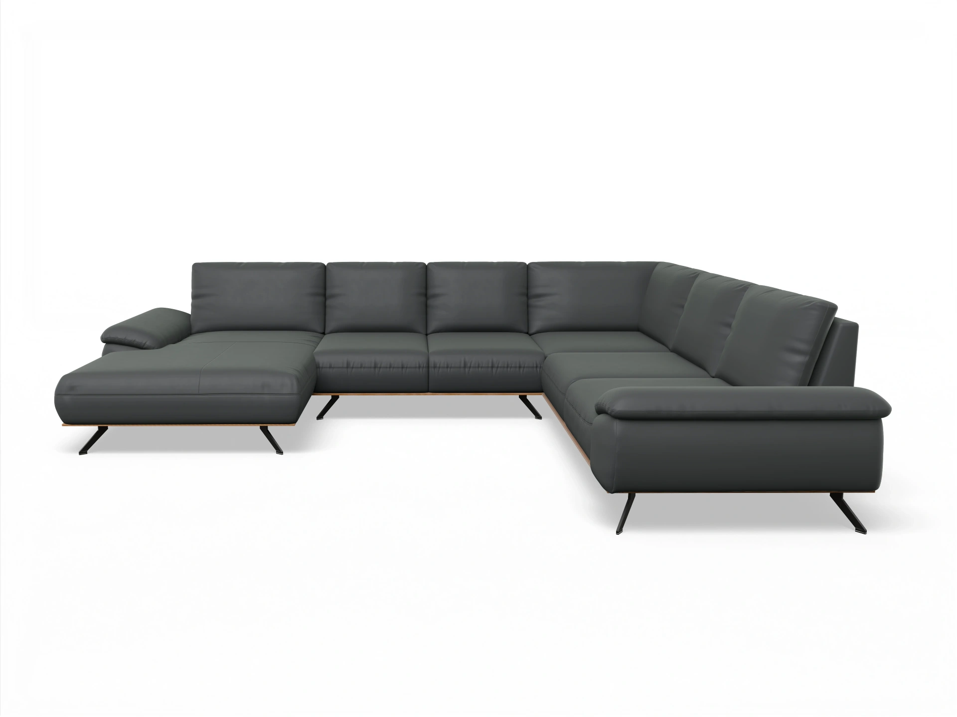 Ansicht des Produktes SC Select 1029 Wohnlandschaft Armlehne rechts Abschluss offen links in Leder Grau