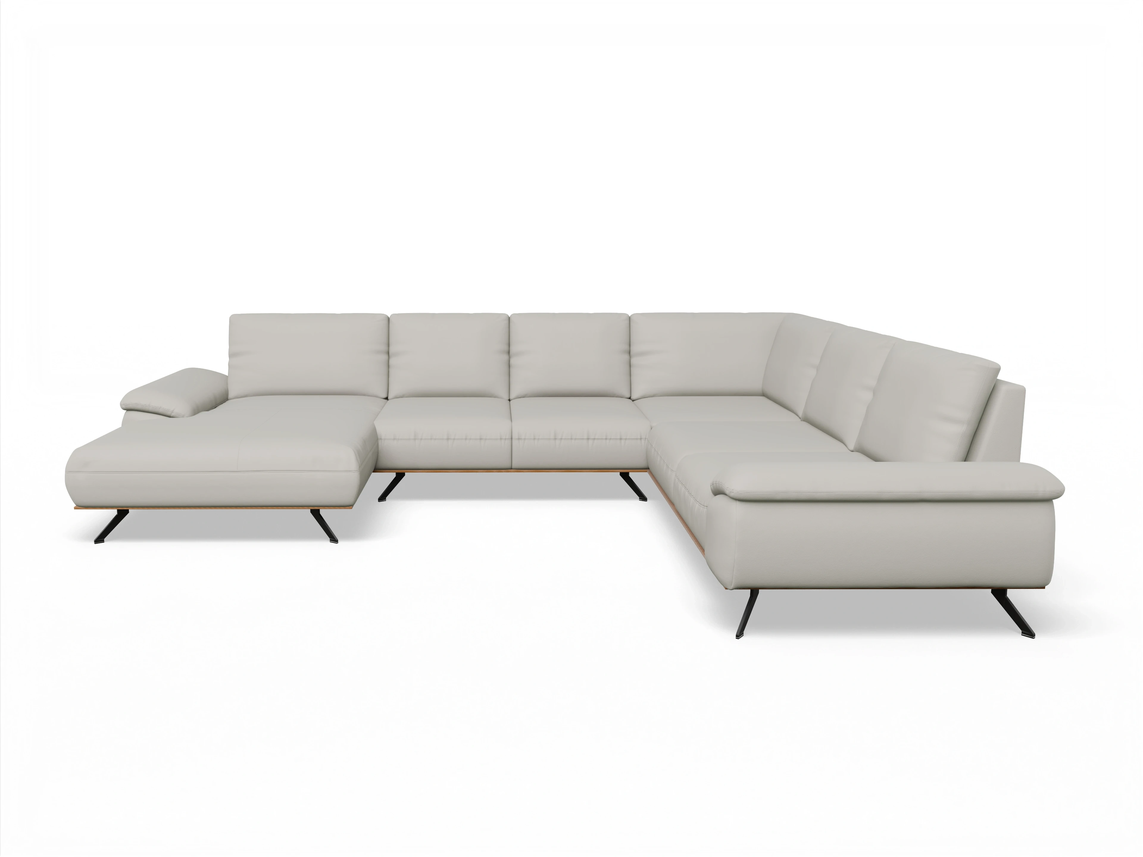 Ansicht des Produktes SC Select 1029 Wohnlandschaft Armlehne rechts Abschluss offen links in Leder Beige