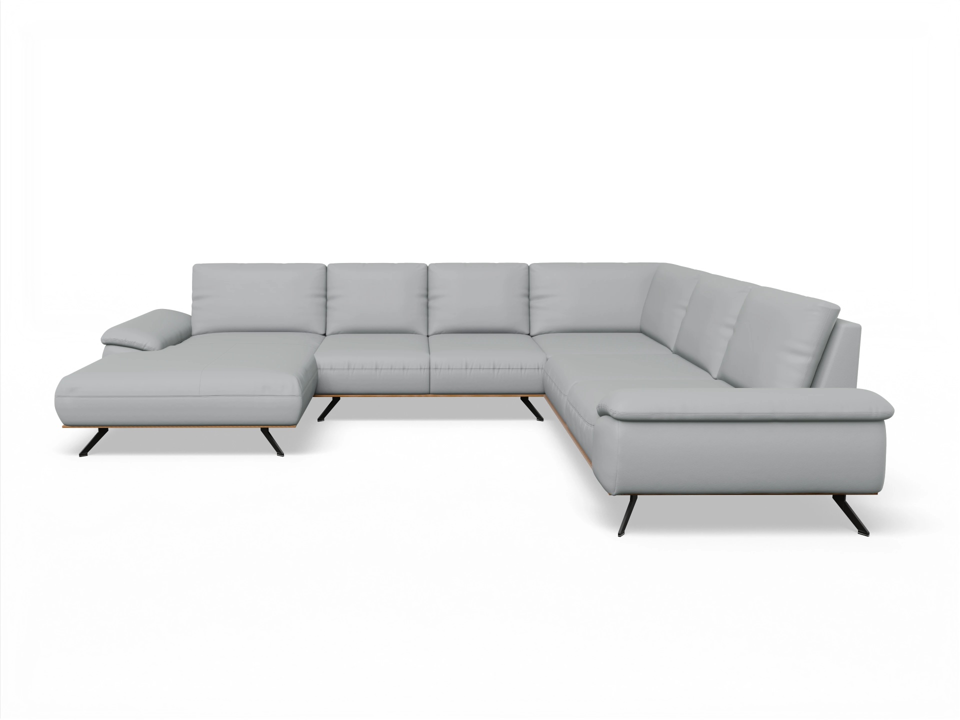 Ansicht des Produktes SC Select 1029 Wohnlandschaft Armlehne rechts Abschluss offen links in Leder Grau