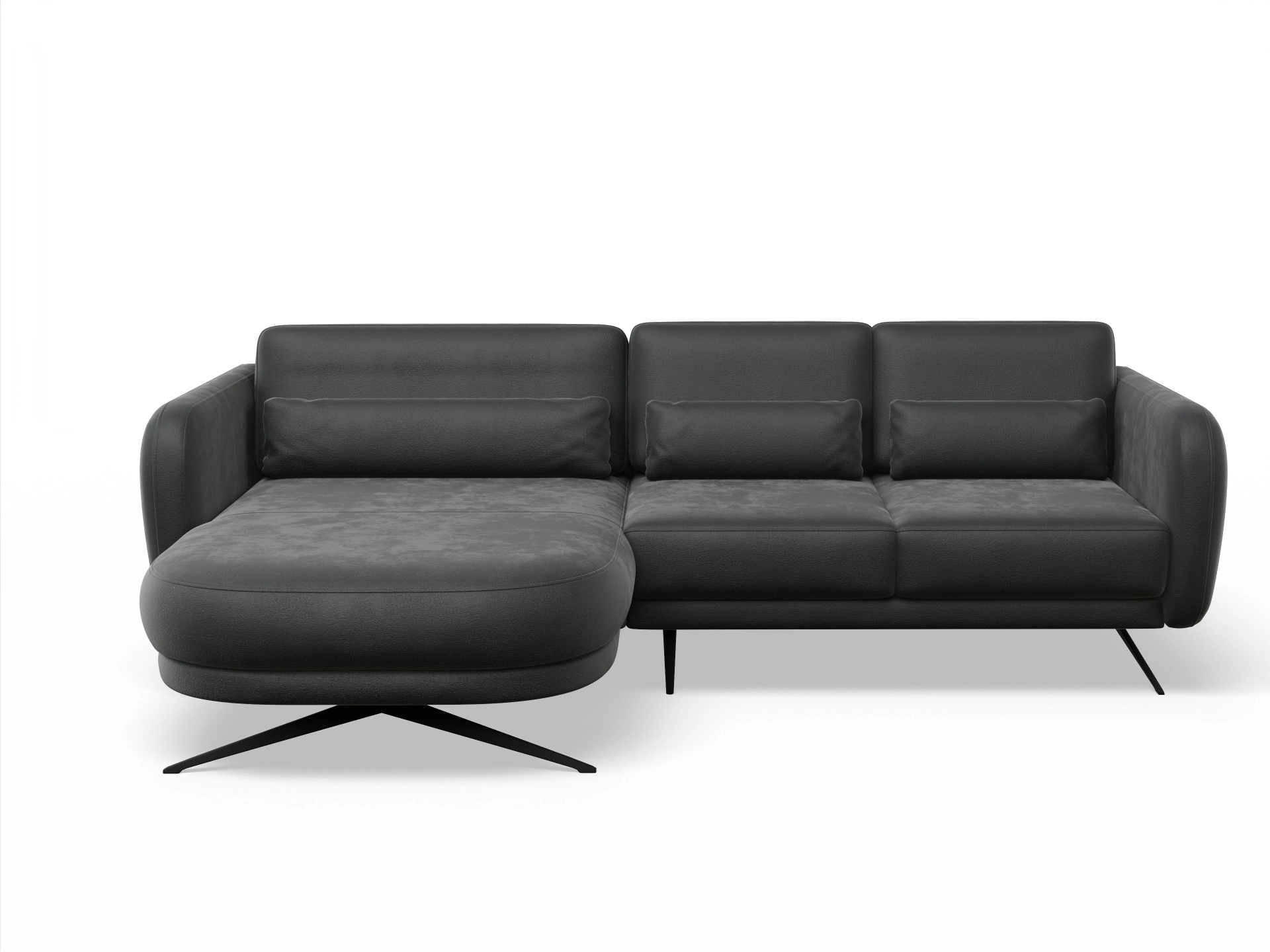 Ansicht des Produktes Malaga Ecksofa links Abschluss offen in Stoff Schwarz