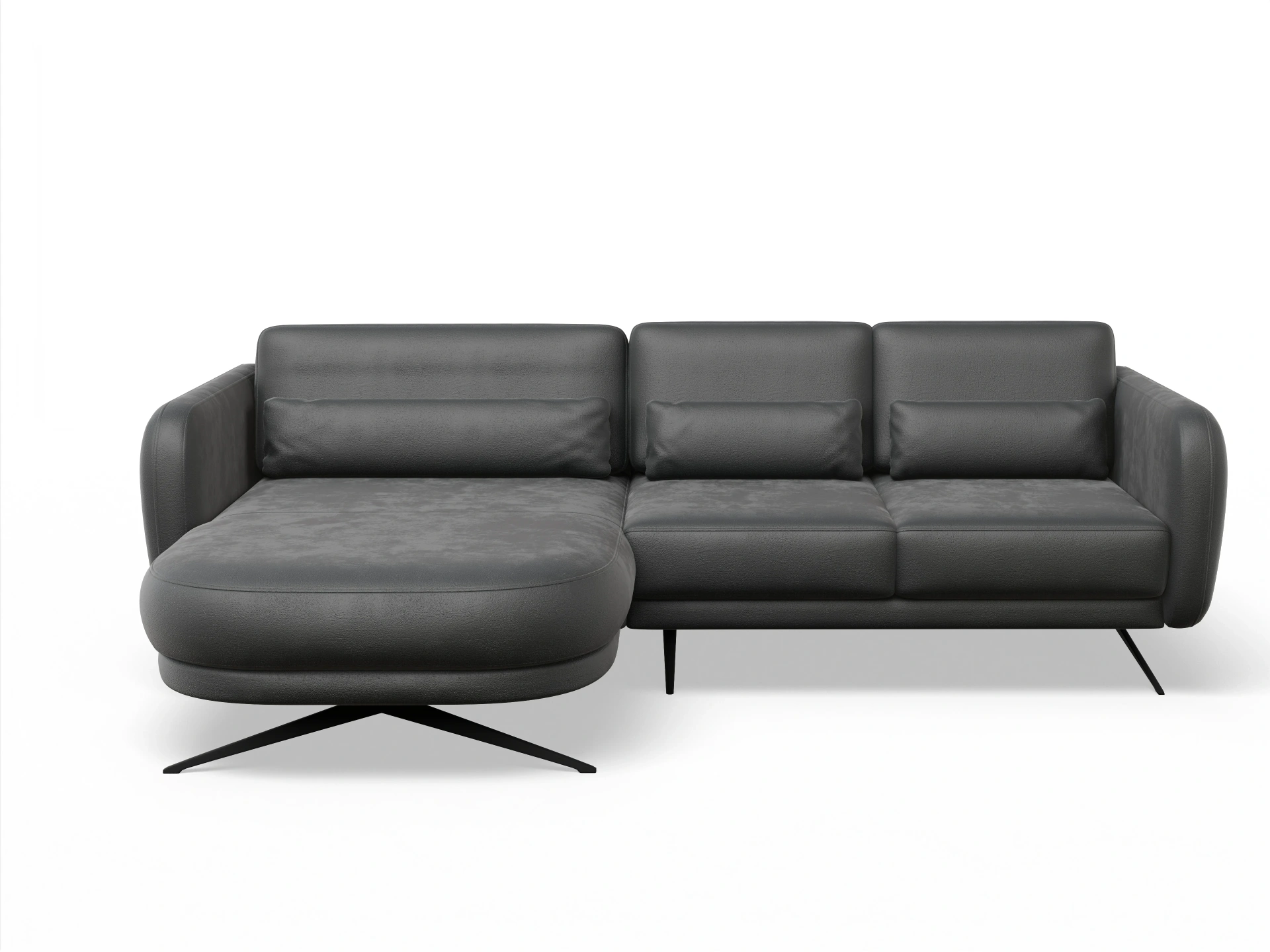 Ansicht des Produktes Malaga Ecksofa links Abschluss offen in Stoff Grau