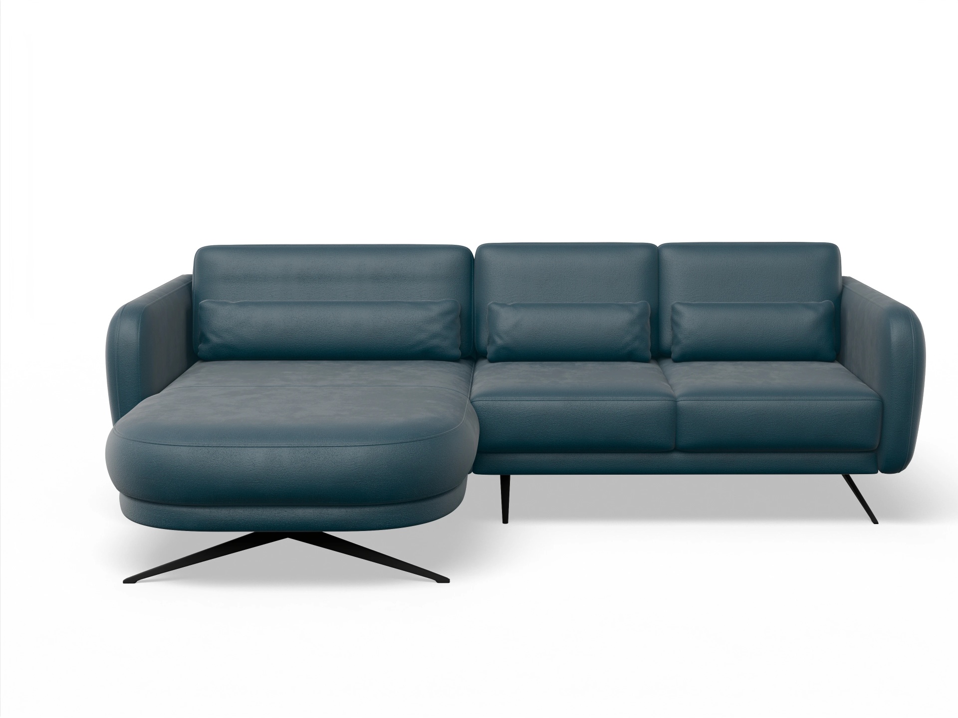 Ansicht des Produktes Malaga Ecksofa links Abschluss offen in Stoff Blau