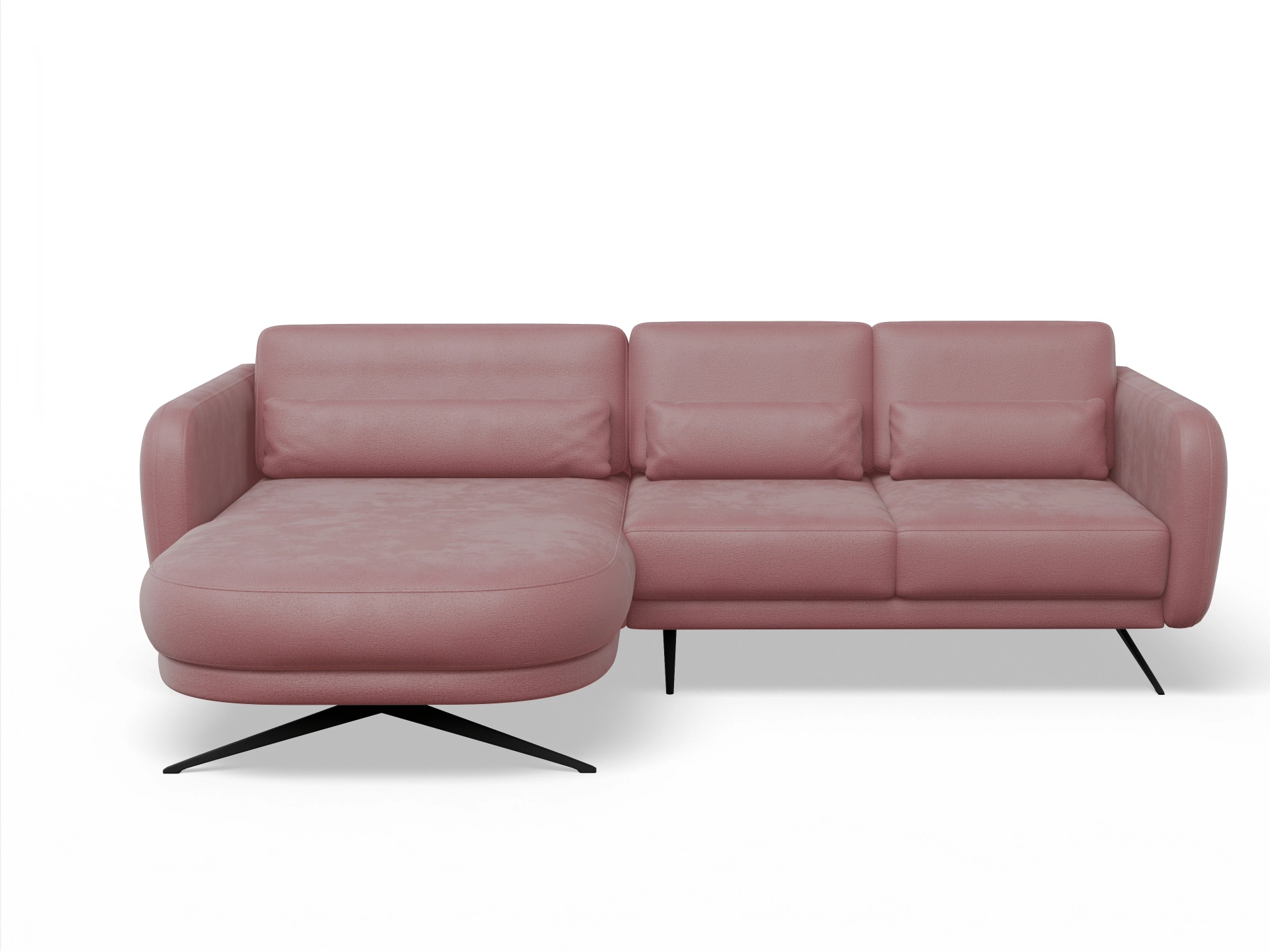 Ansicht des Produktes Malaga Ecksofa links Abschluss offen in Stoff Orange