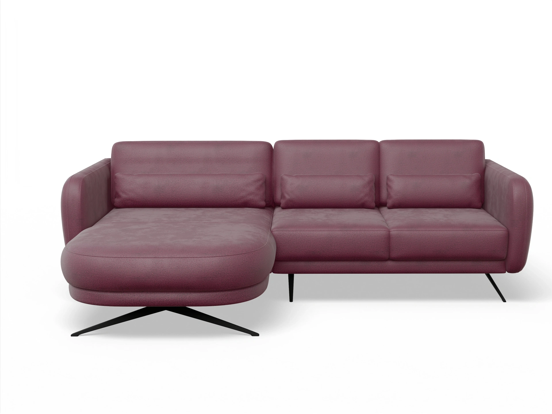 Ansicht des Produktes Malaga Ecksofa links Abschluss offen in Stoff Rot