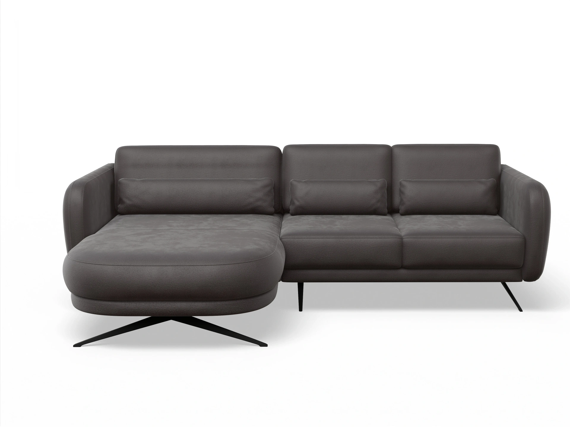 Ansicht des Produktes Malaga Ecksofa links Abschluss offen in Stoff Braun