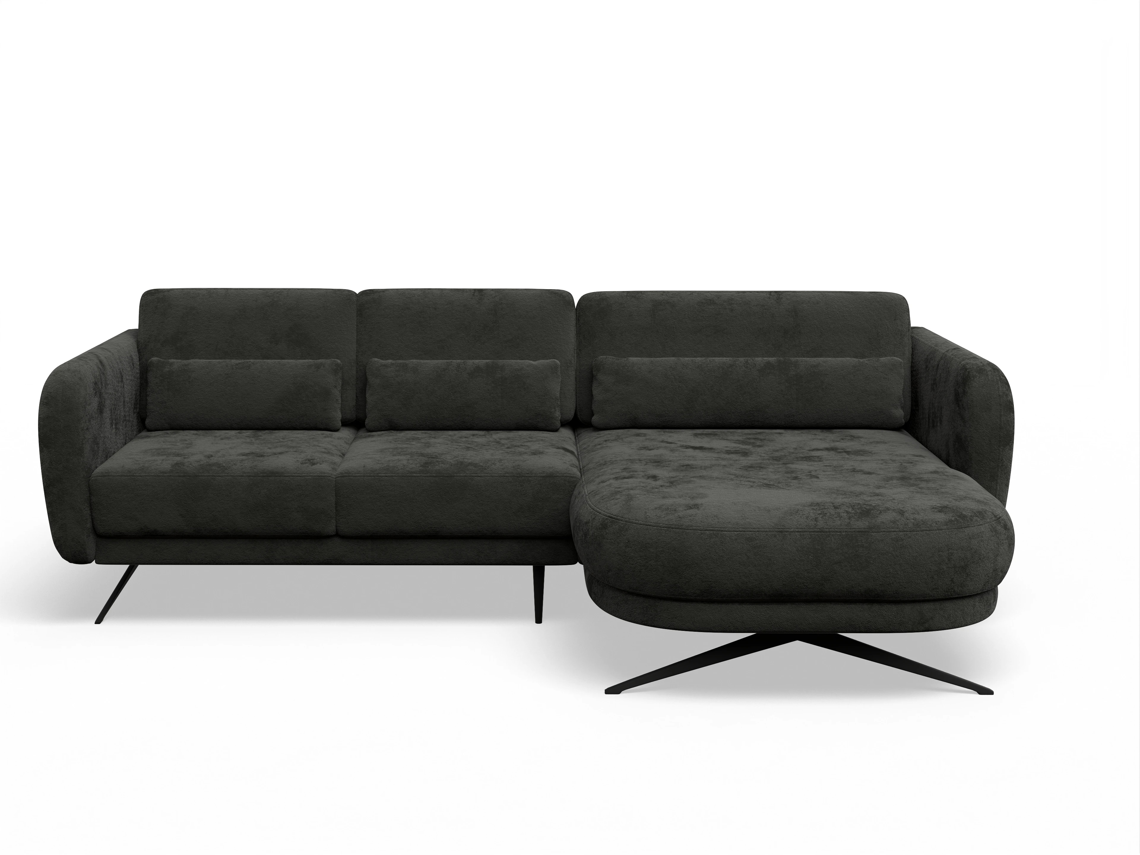 Ansicht des Produktes Malaga Ecksofa rechts Abschluss offen in Stoff Schwarz