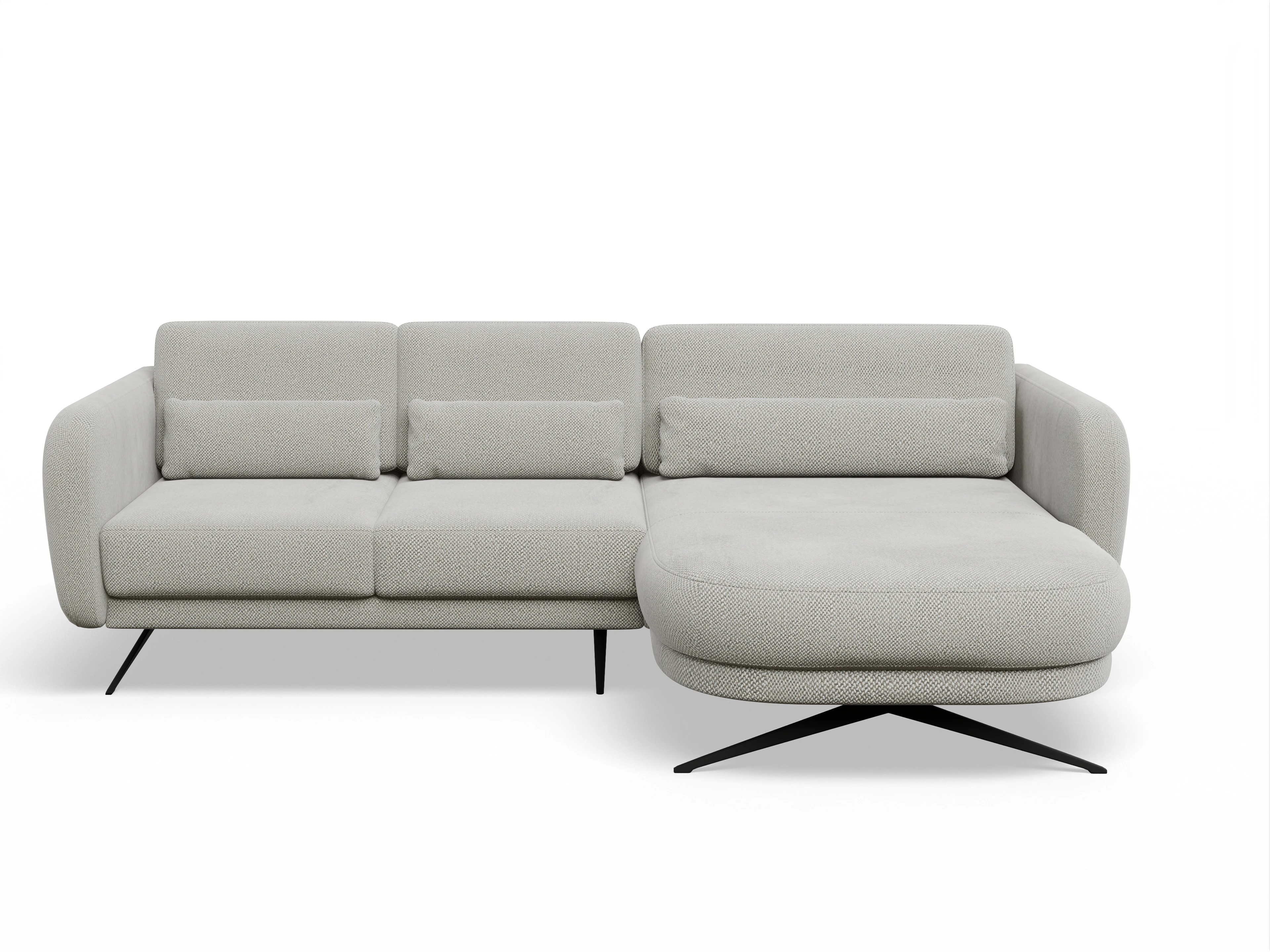 Ansicht des Produktes Malaga Ecksofa rechts Abschluss offen in Stoff Beige