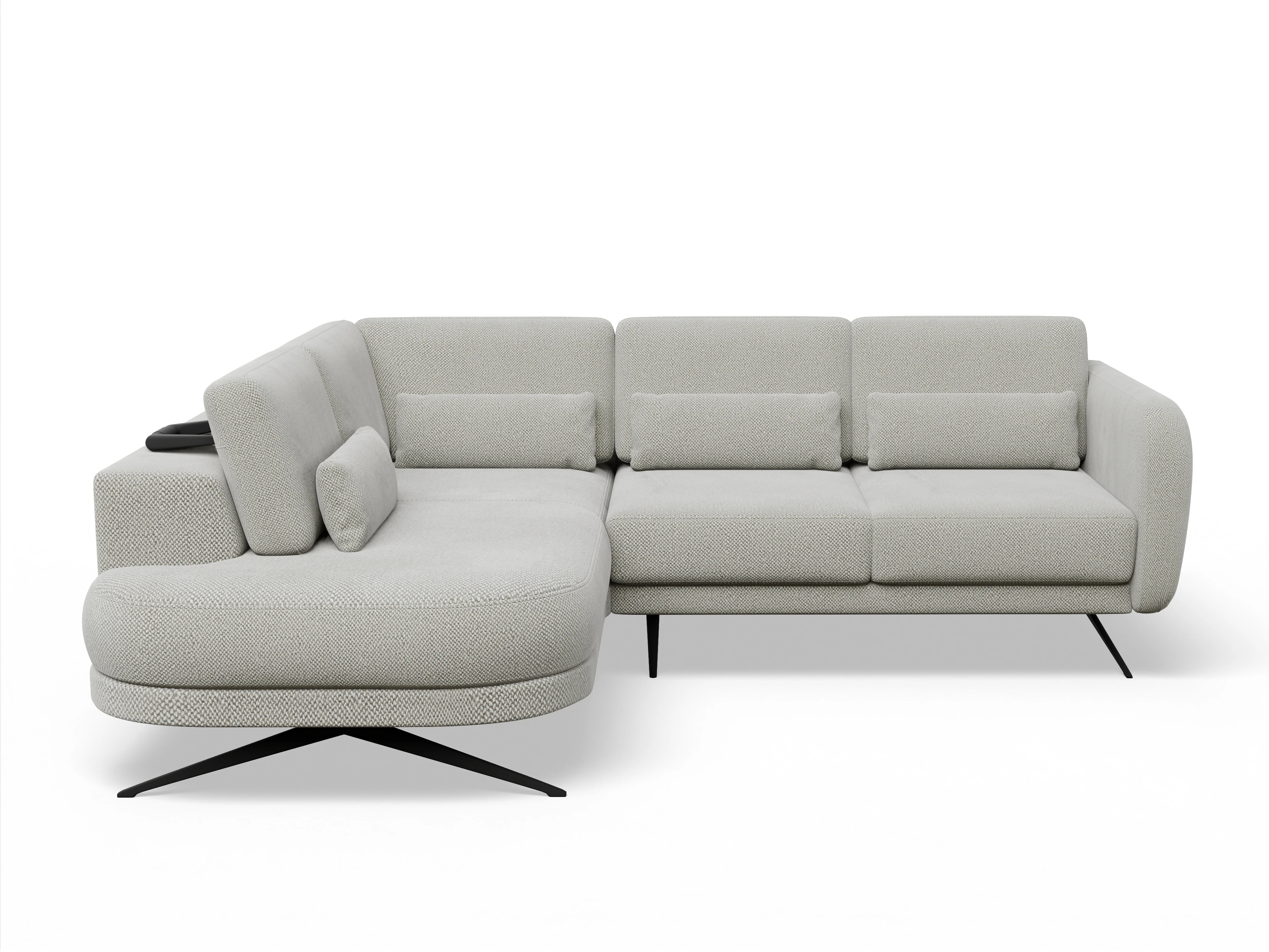 Ansicht des Produktes Malaga Ecksofa links Abschluss offen in Stoff Beige