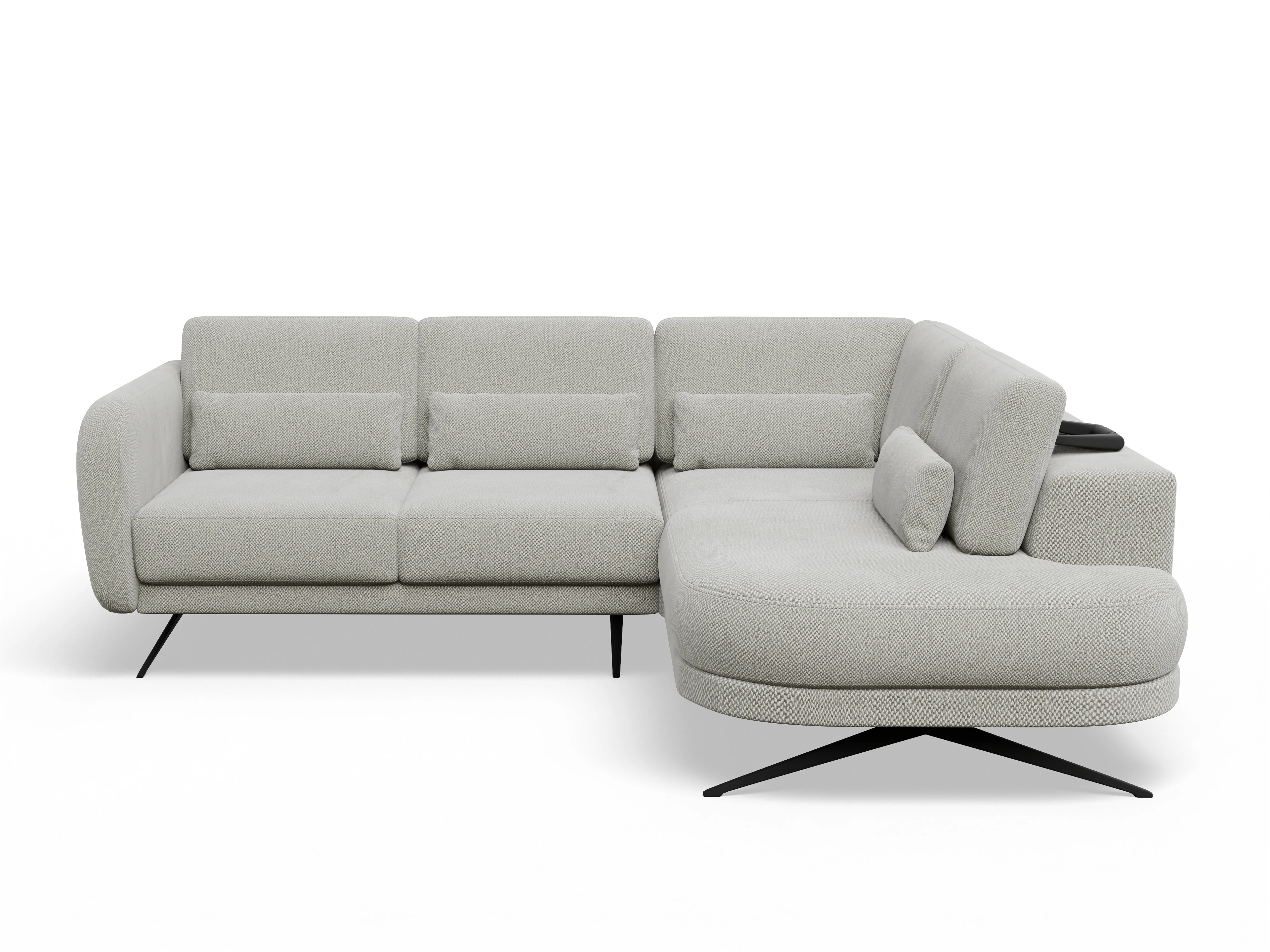 Ansicht des Produktes Malaga Ecksofa rechts Abschluss offen in Stoff Beige