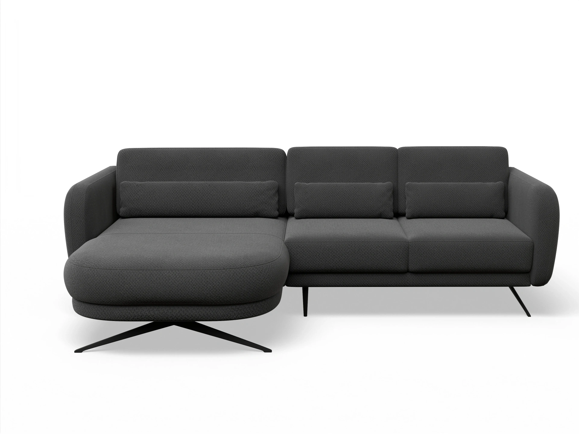 Ansicht des Produktes Malaga Ecksofa links Abschluss offen in Stoff Schwarz